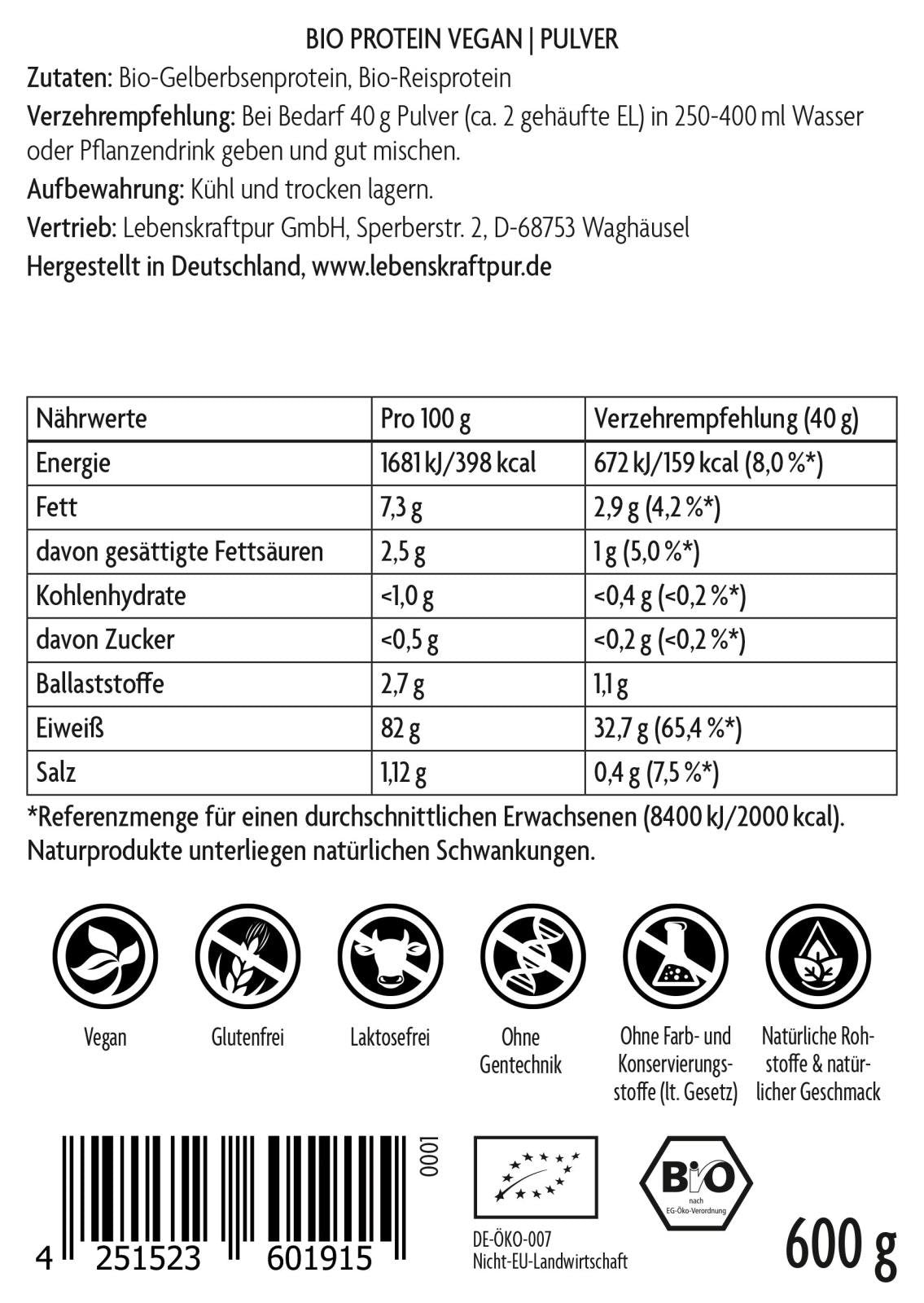 Produktbild Bio Protein Vegan Pulver