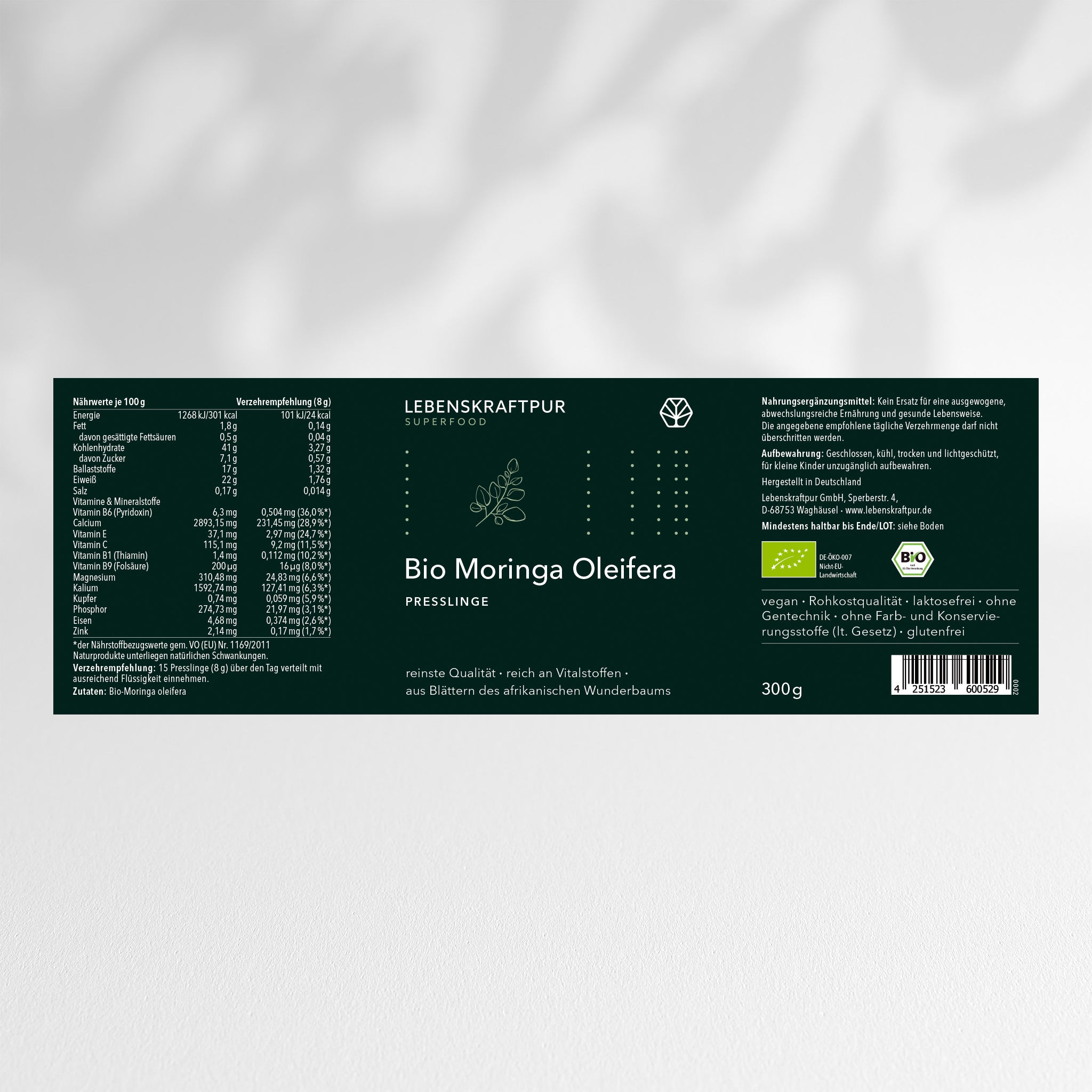 Bio Moringa Oleifera Presslinge