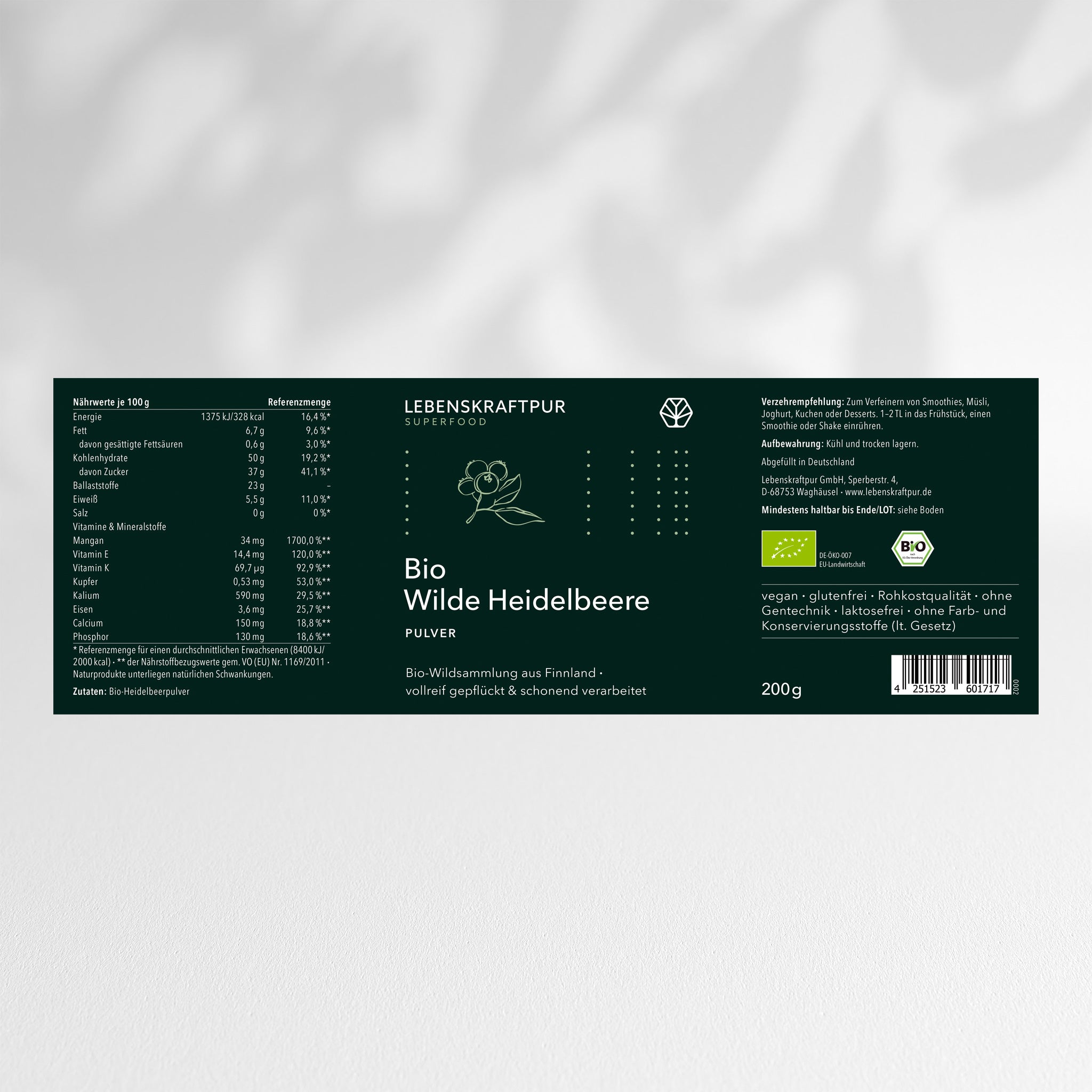 Bio Wilde Heidelbeere Pulver