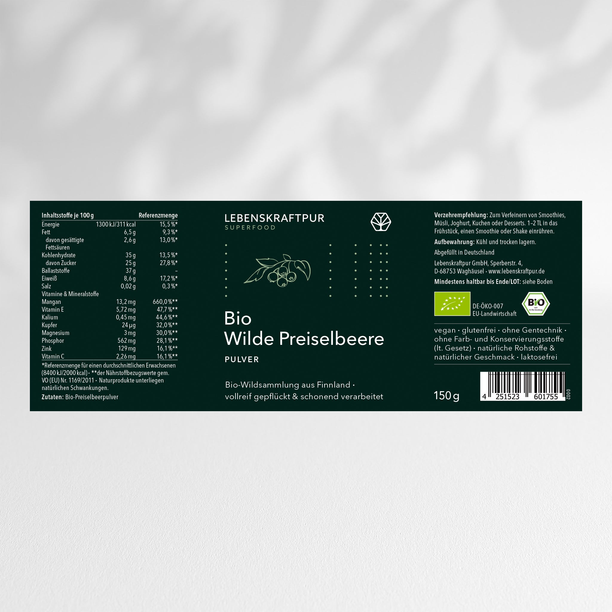 Bio Wilde Preiselbeere Pulver