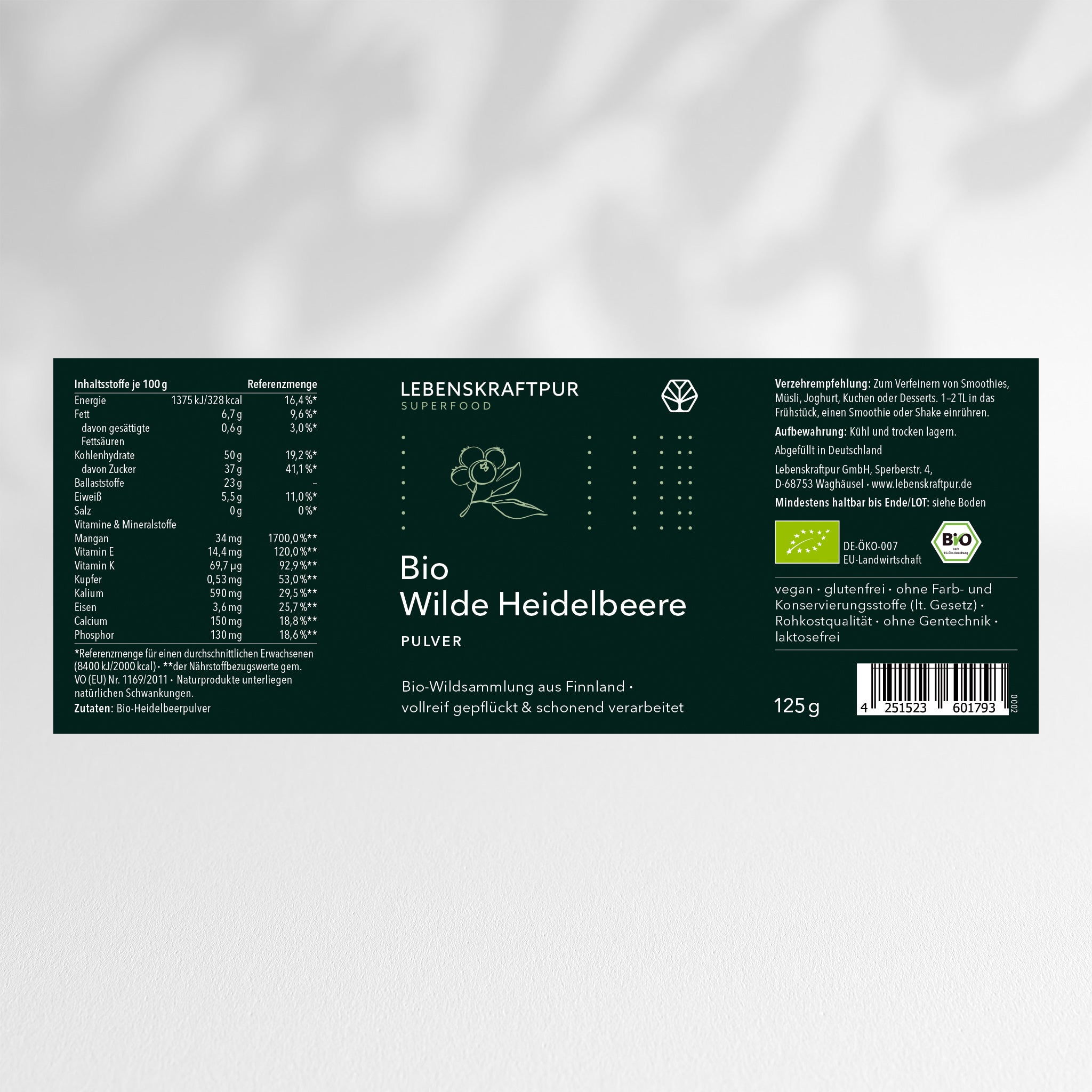 Bio Wilde Heidelbeere Pulver