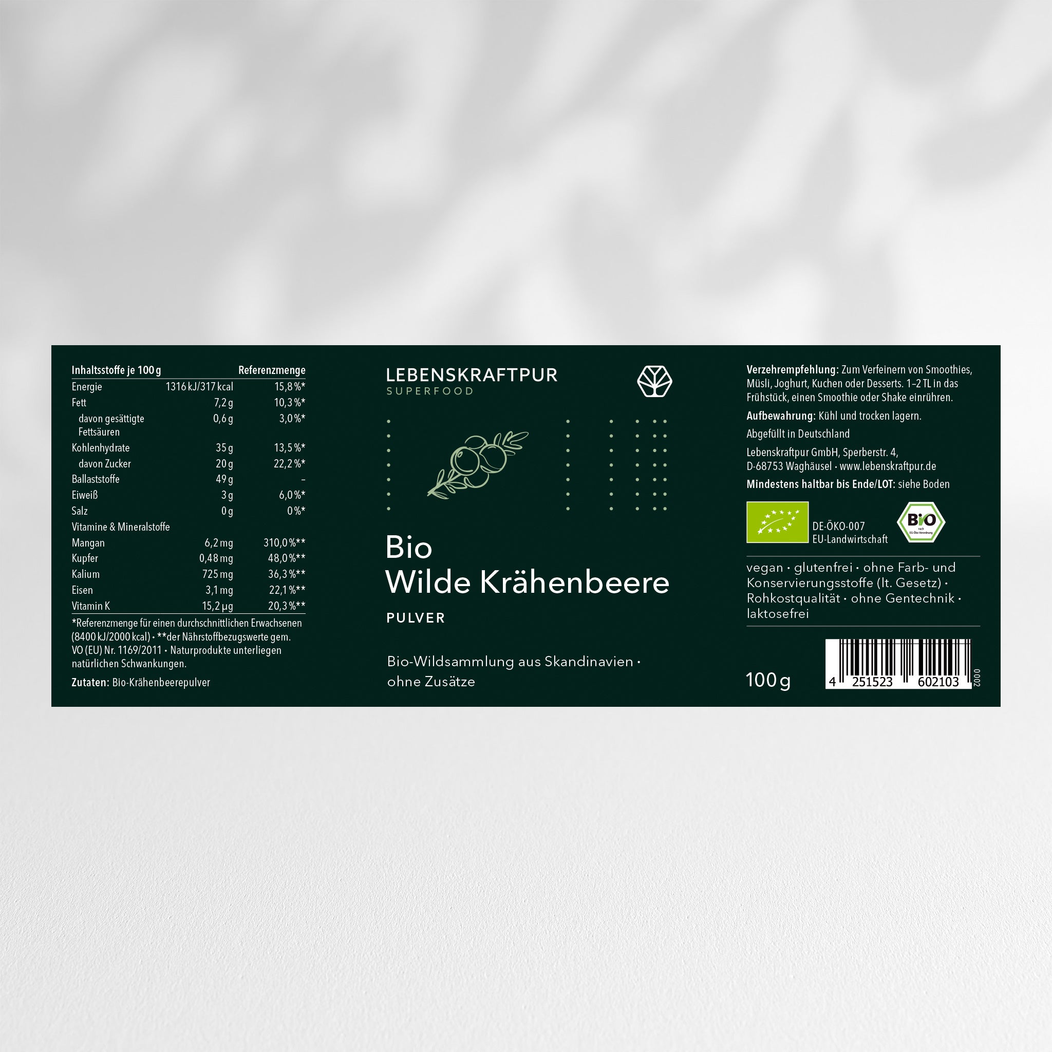 Bio Wilde Krähenbeere Pulver