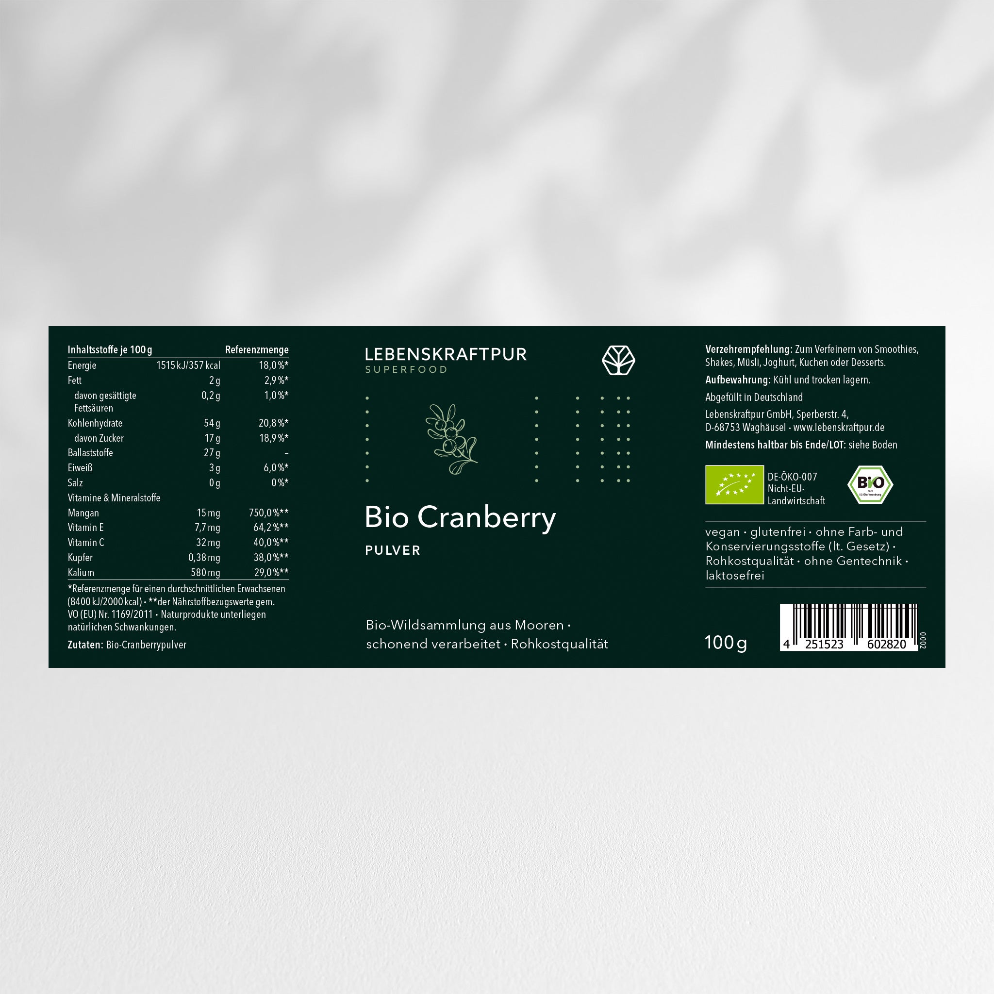 Bio Cranberry Pulver