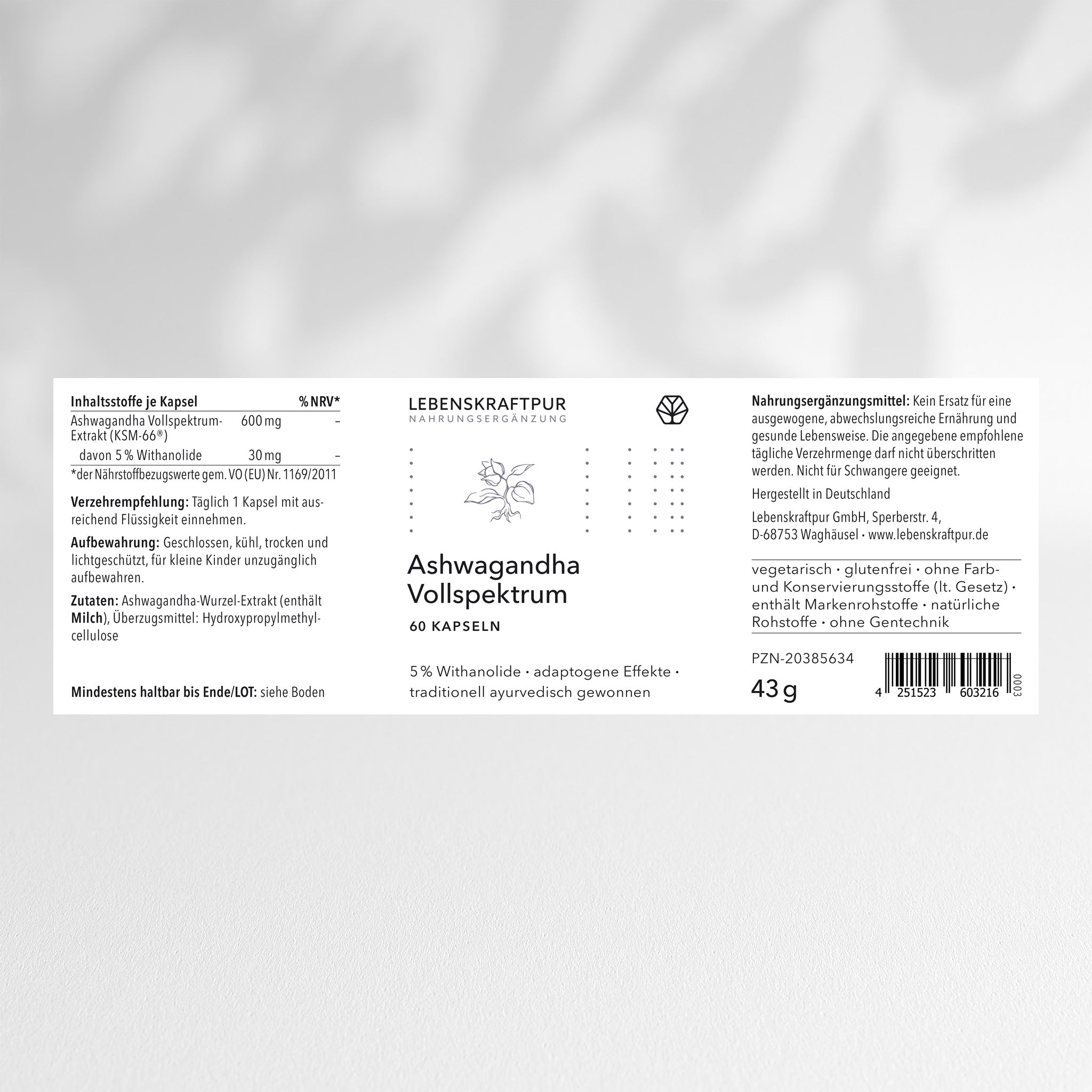 Ashwagandha Vollspektrum-Extrakt Kapseln