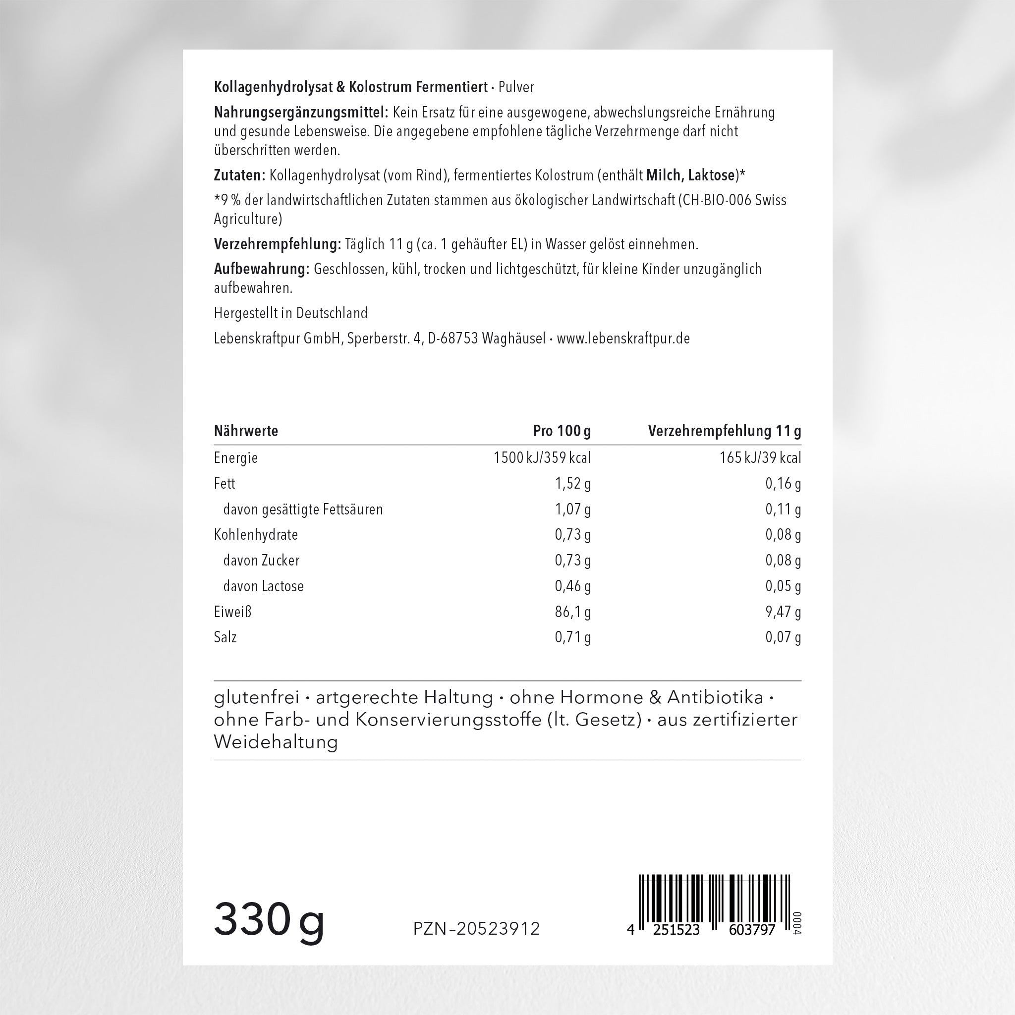 Kollagenhydrolysat & Kolostrum Fermentiert Pulver