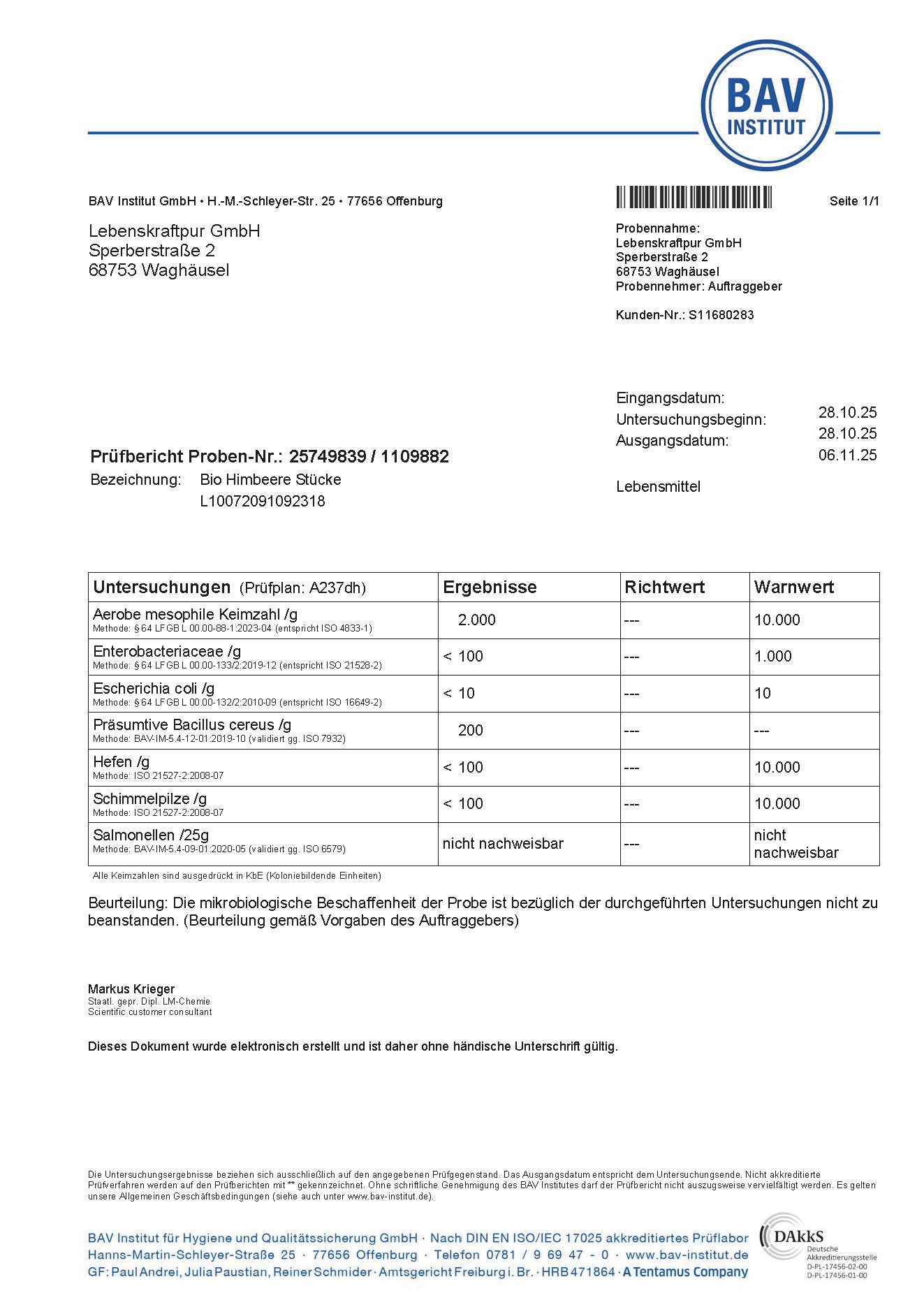 Bio Himbeere Stücke