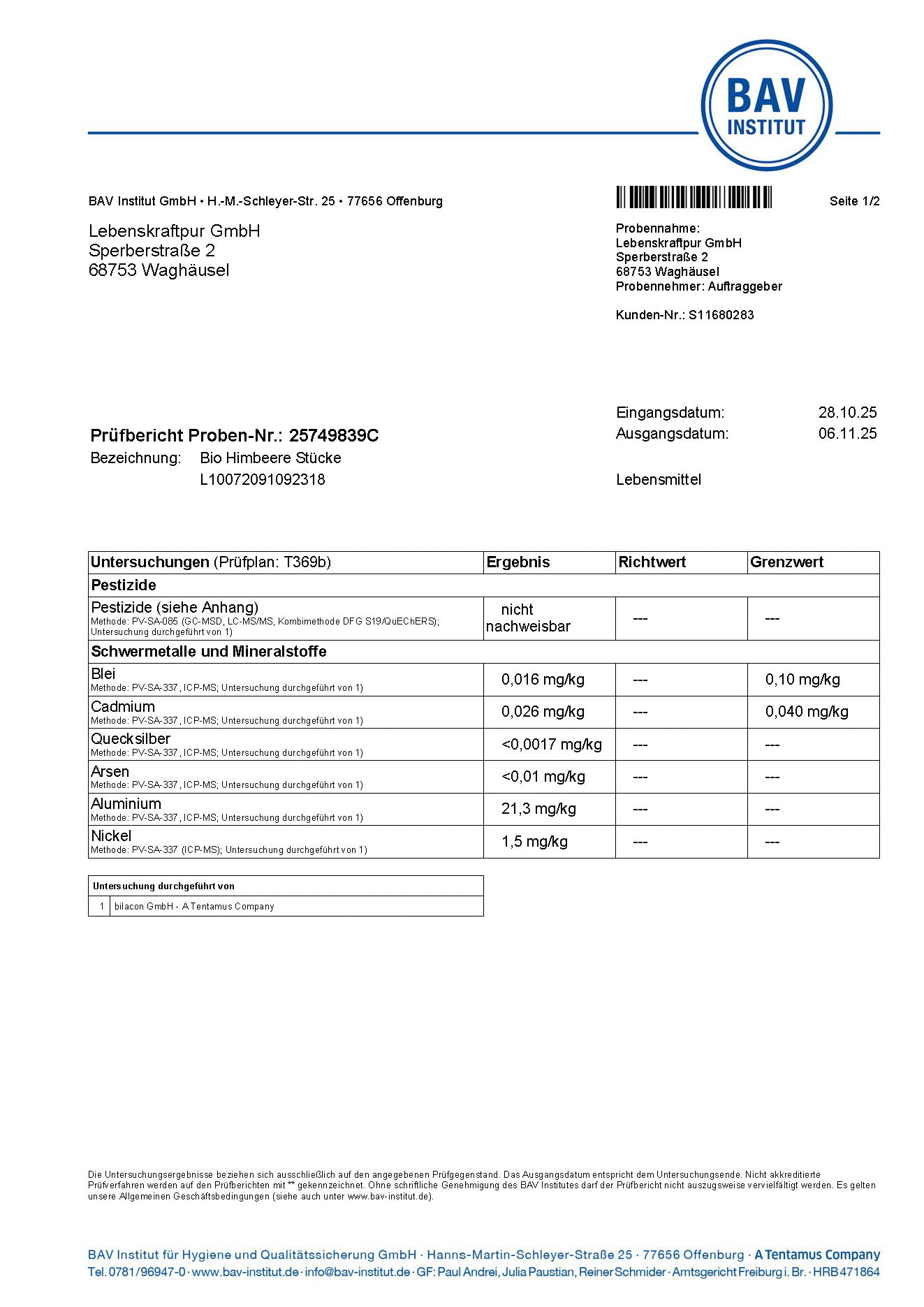 Bio Himbeere Stücke