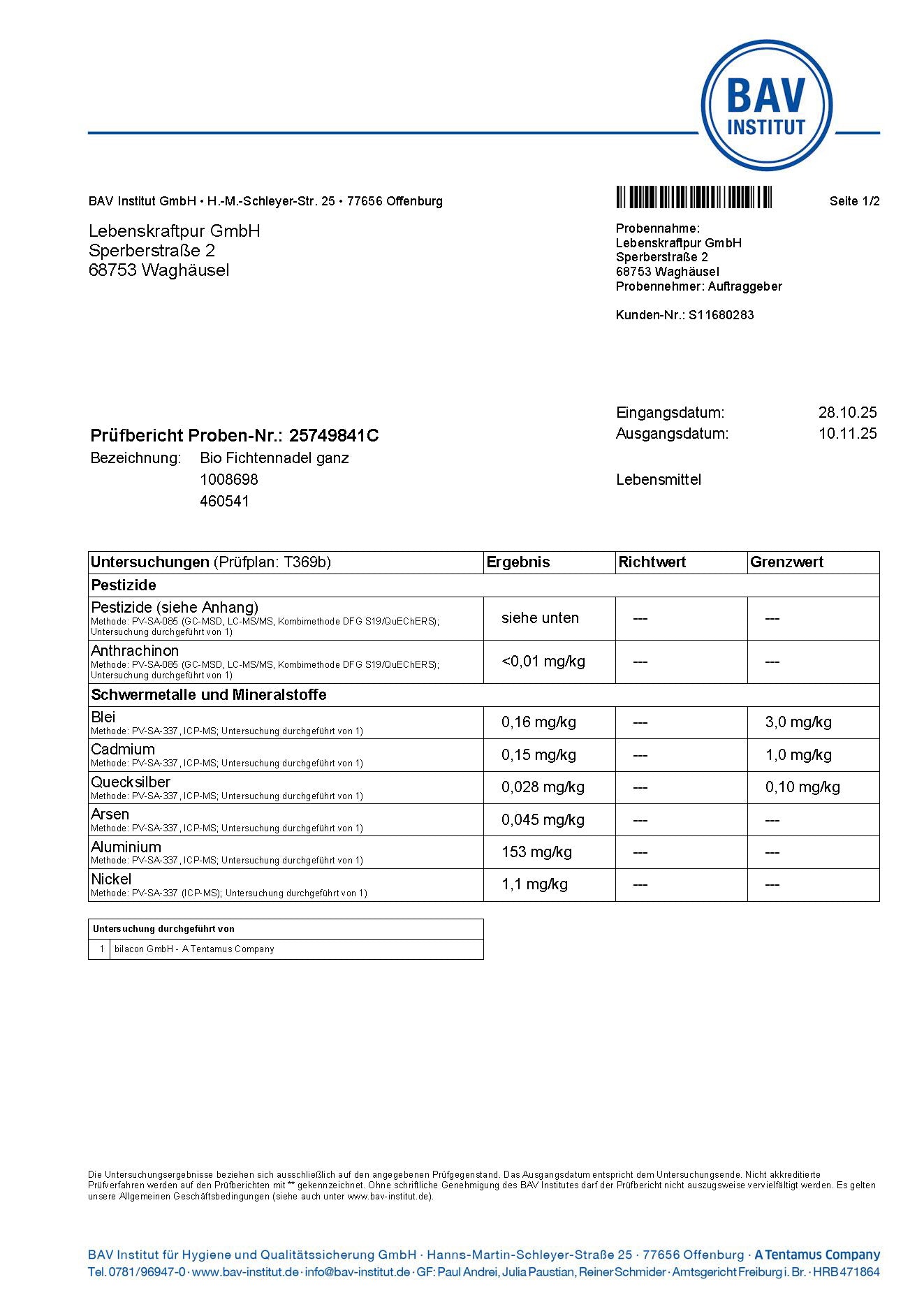 Bio Fichtennadeln Ganz