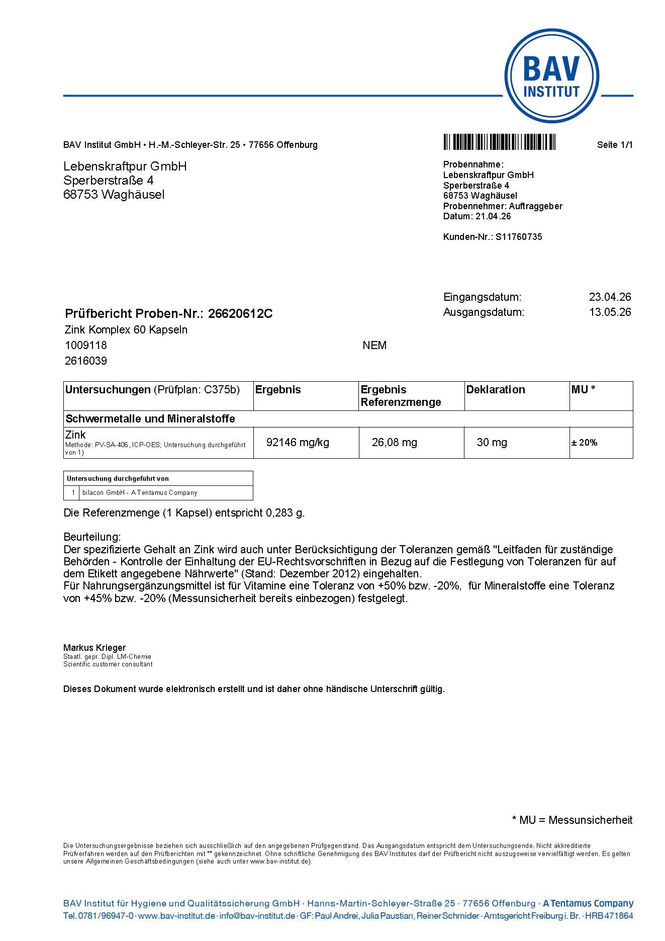 Zink Komplex Kapseln