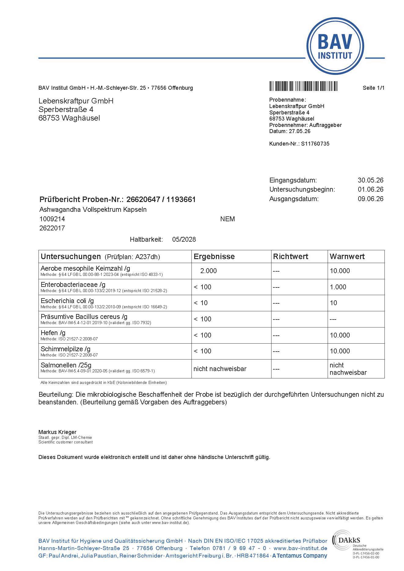 Ashwagandha Vollspektrum-Extrakt Kapseln