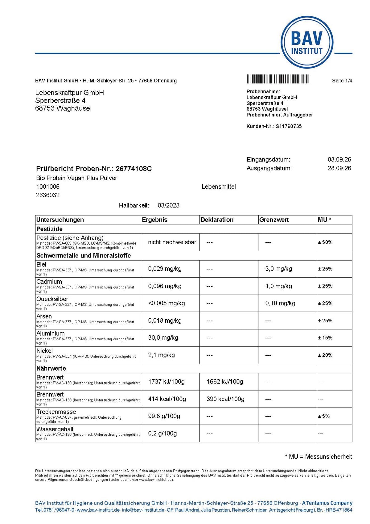 Bio Protein Vegan Plus Pulver