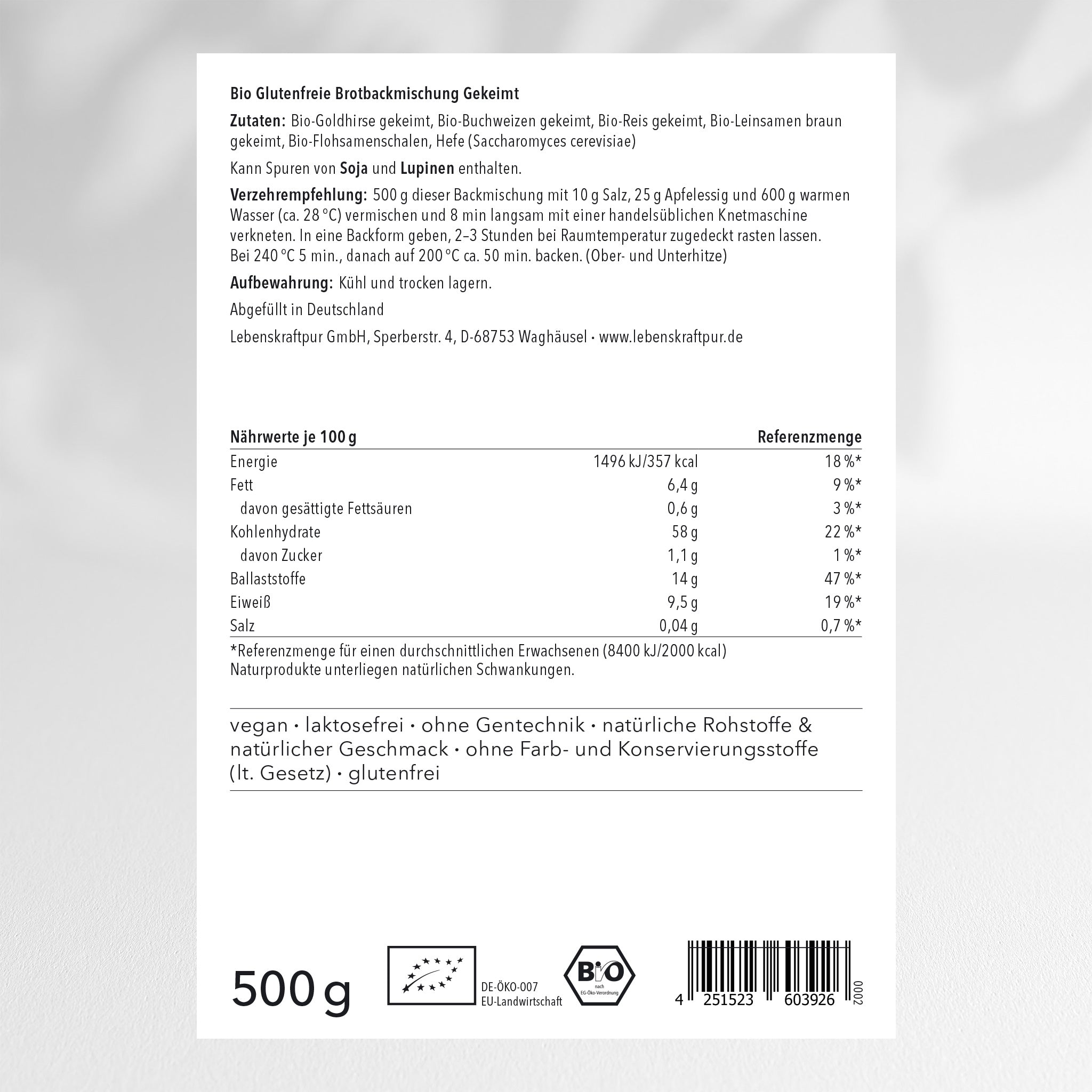 Bio Glutenfreie Brotbackmischung Gekeimt