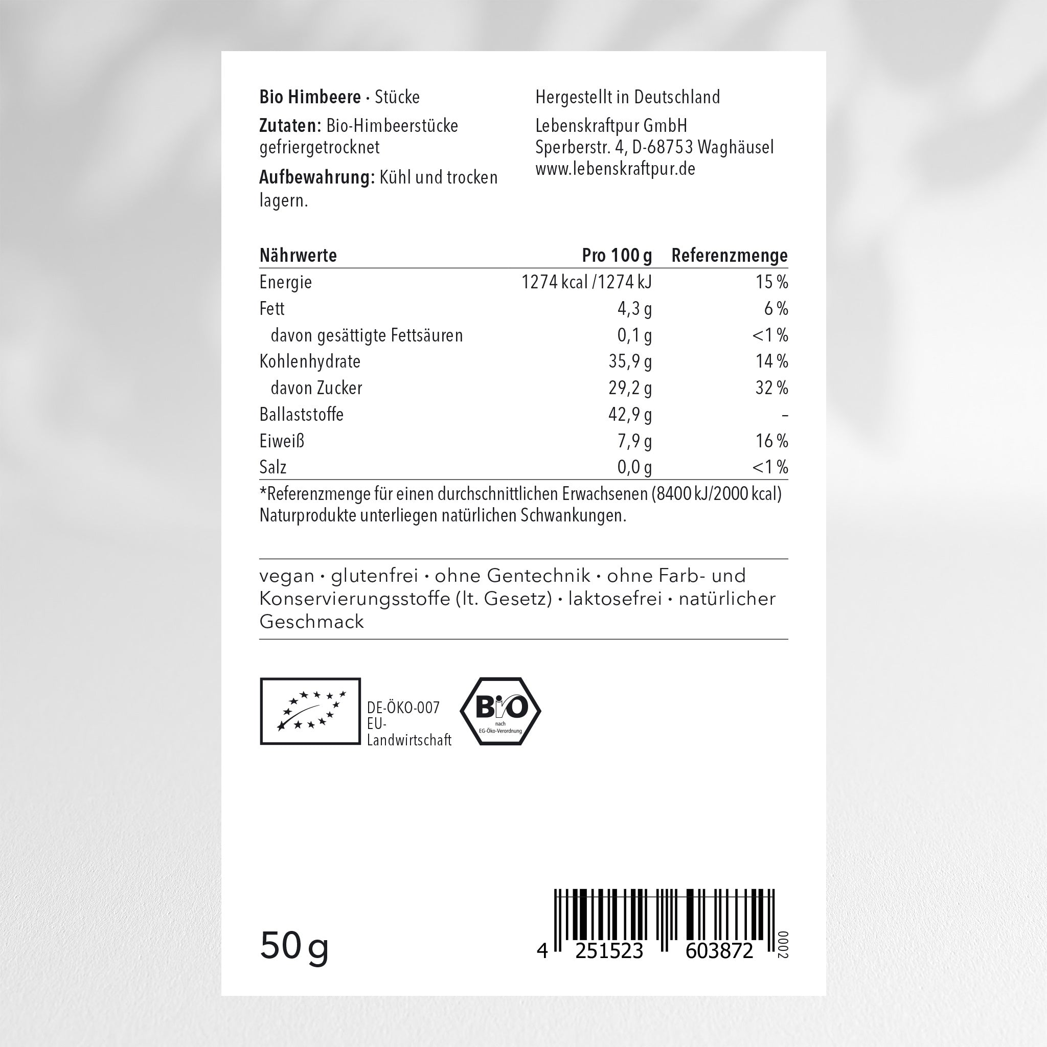 Bio Himbeere Stücke