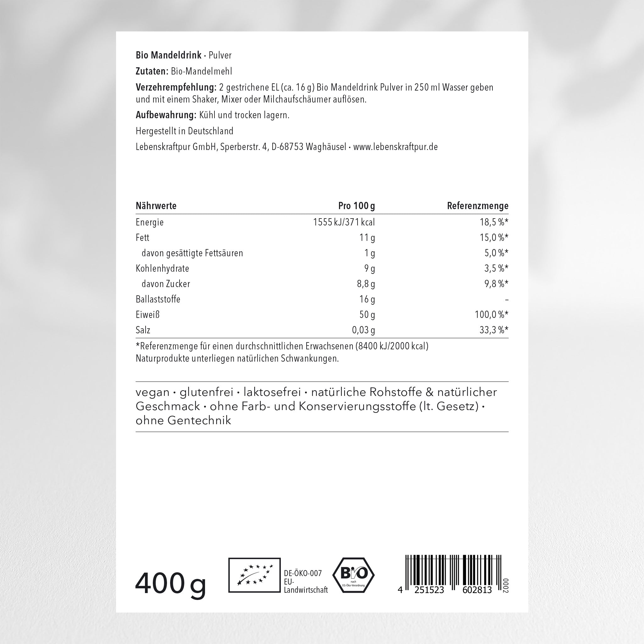 Bio Mandeldrink Pulver