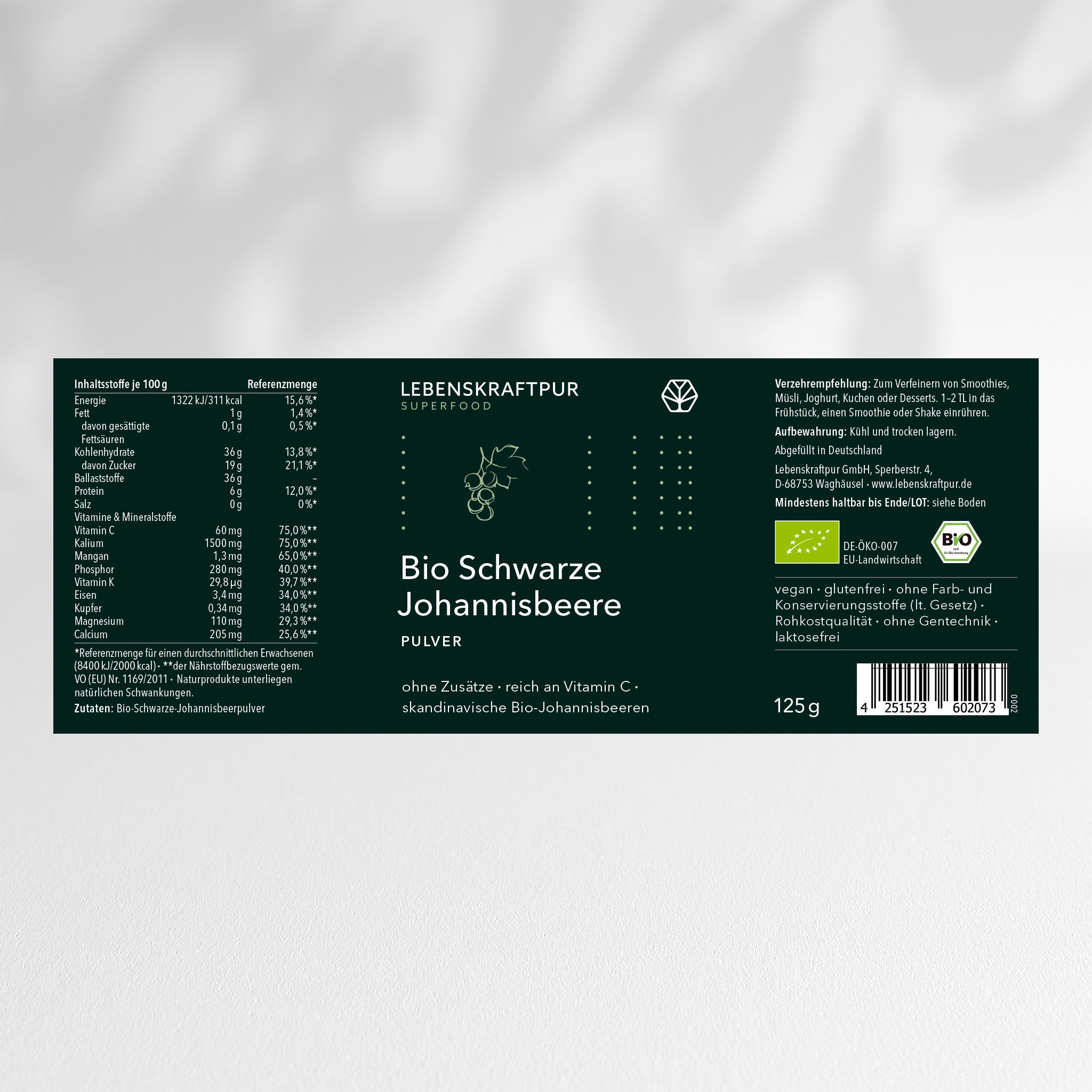 Bio Schwarze Johannisbeere Pulver