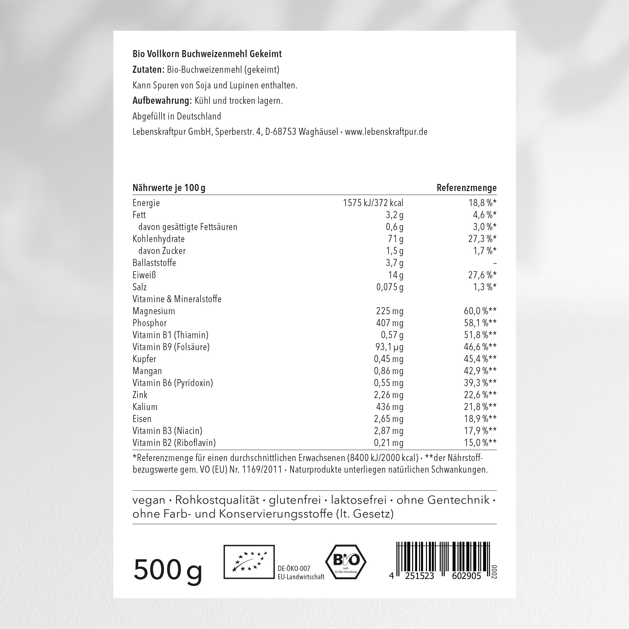 Bio Vollkorn Buchweizenmehl Gekeimt