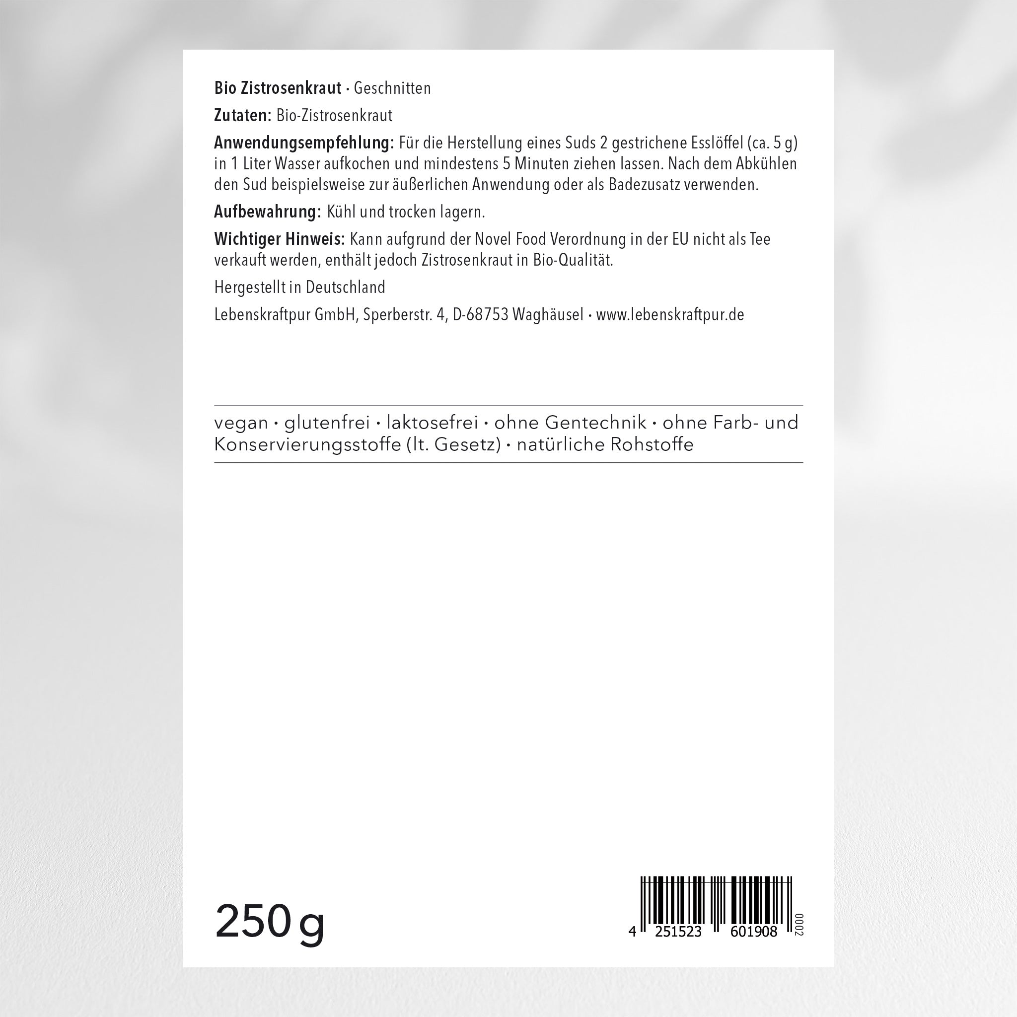 Bio Zistrosenkraut Geschnitten