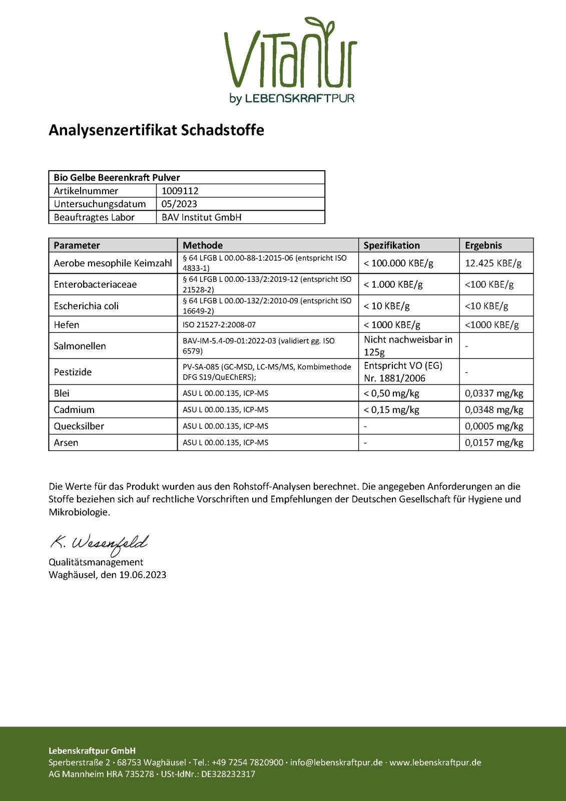 Produktbild Bio Gelbe Beerenkraft Pulver