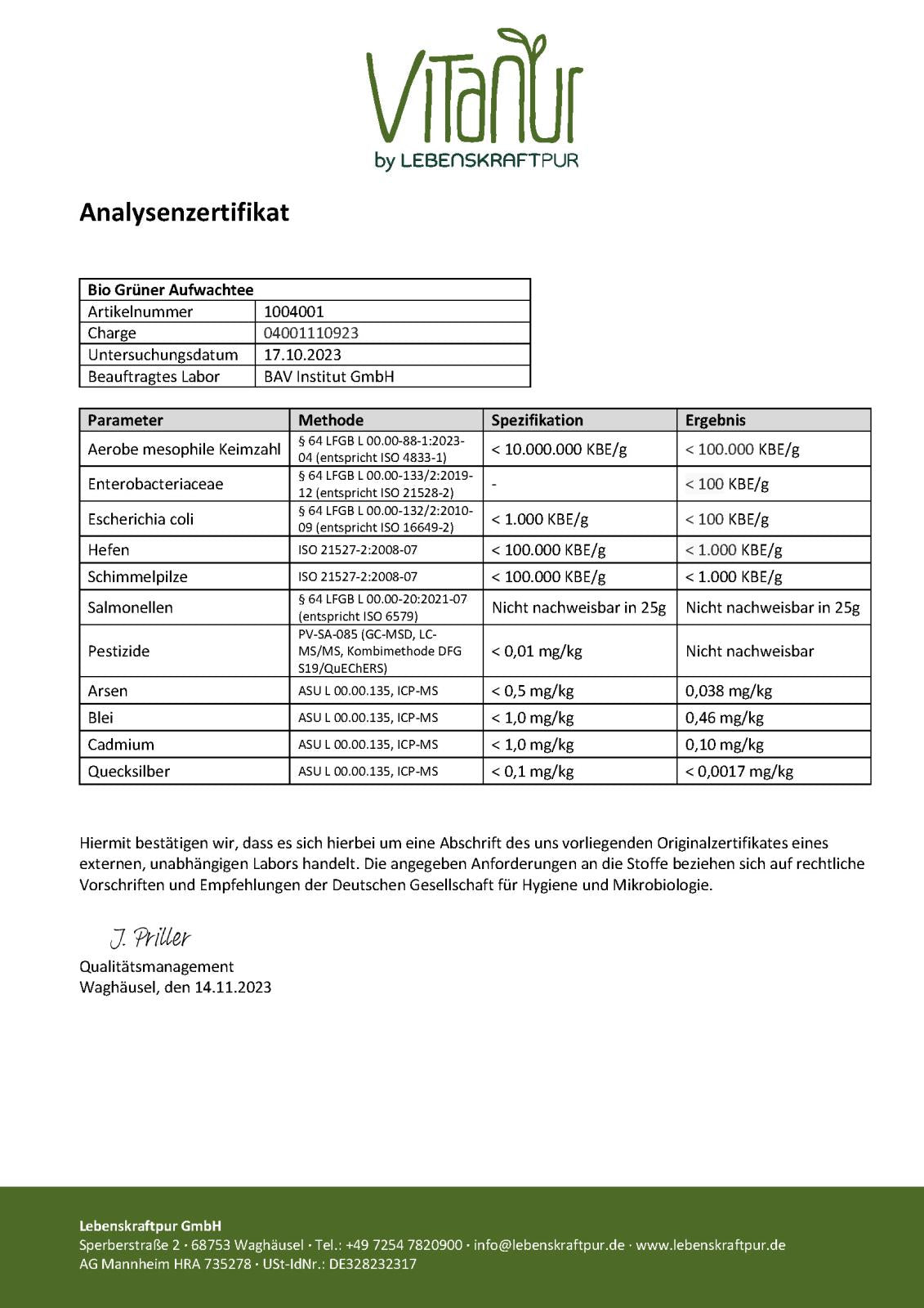 Produktbild Bio Grüner Aufwachtee Teemischung