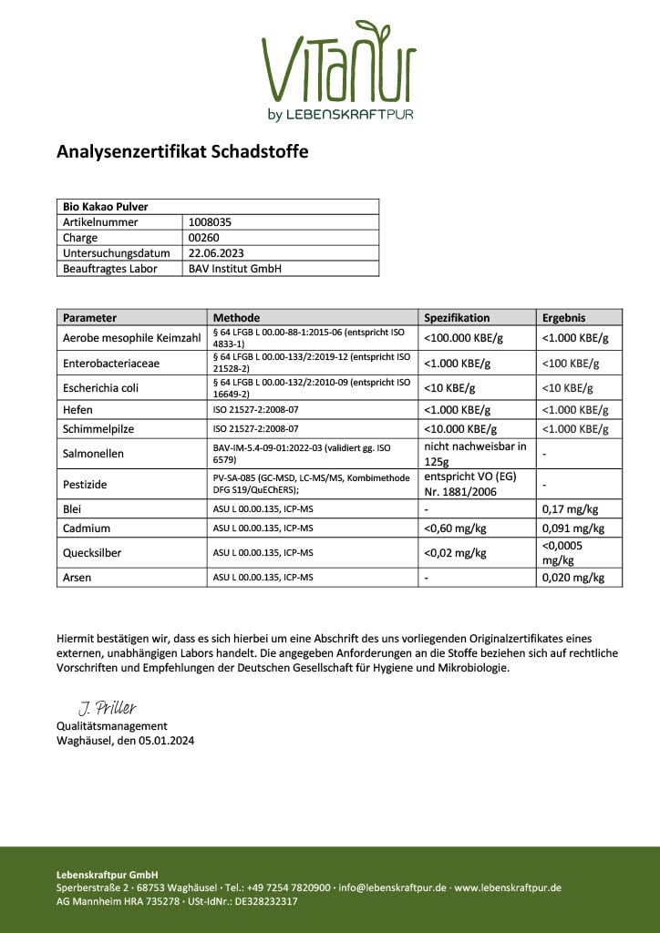 Produktbild Bio Kakao Pulver