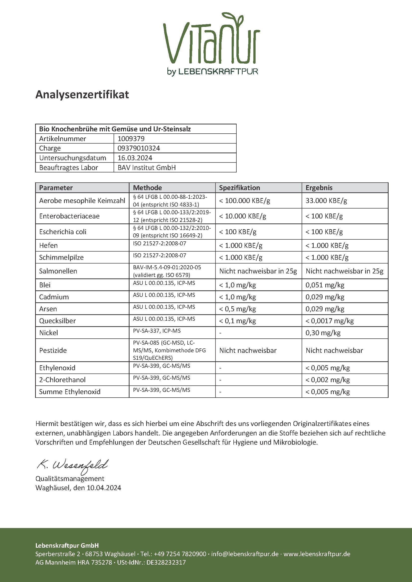 Produktbild Bio Knochenbrühe mit Gemüse und Ur-Steinsalz Pulver
