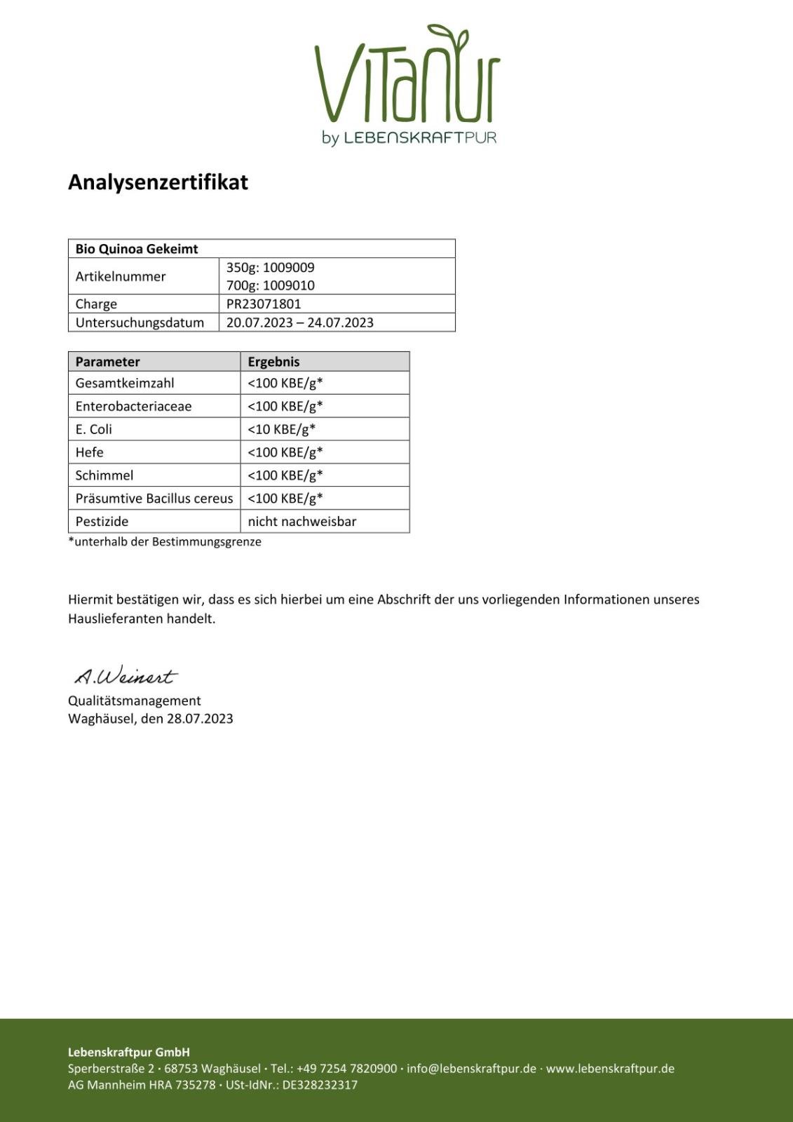 Produktbild Bio Quinoa Gekeimt