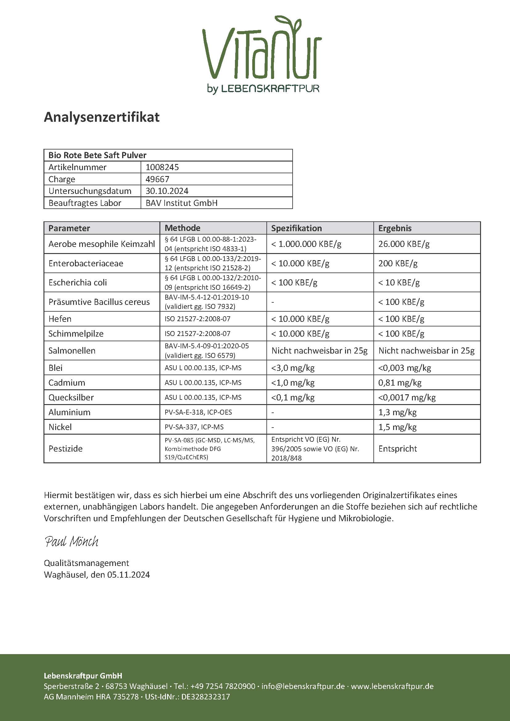 Produktbild Bio Rote Bete Saft Pulver
