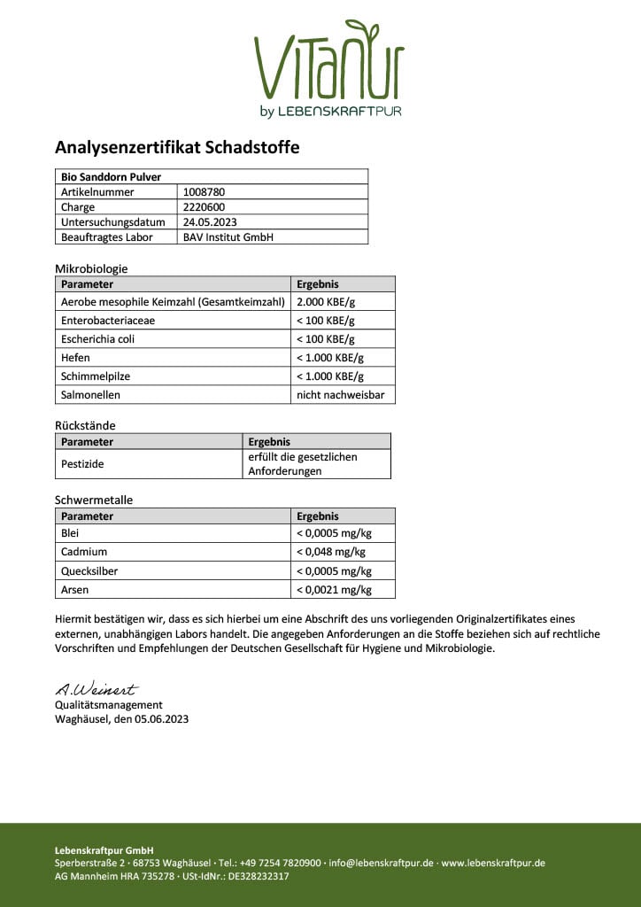 Produktbild Bio Sanddorn Pulver