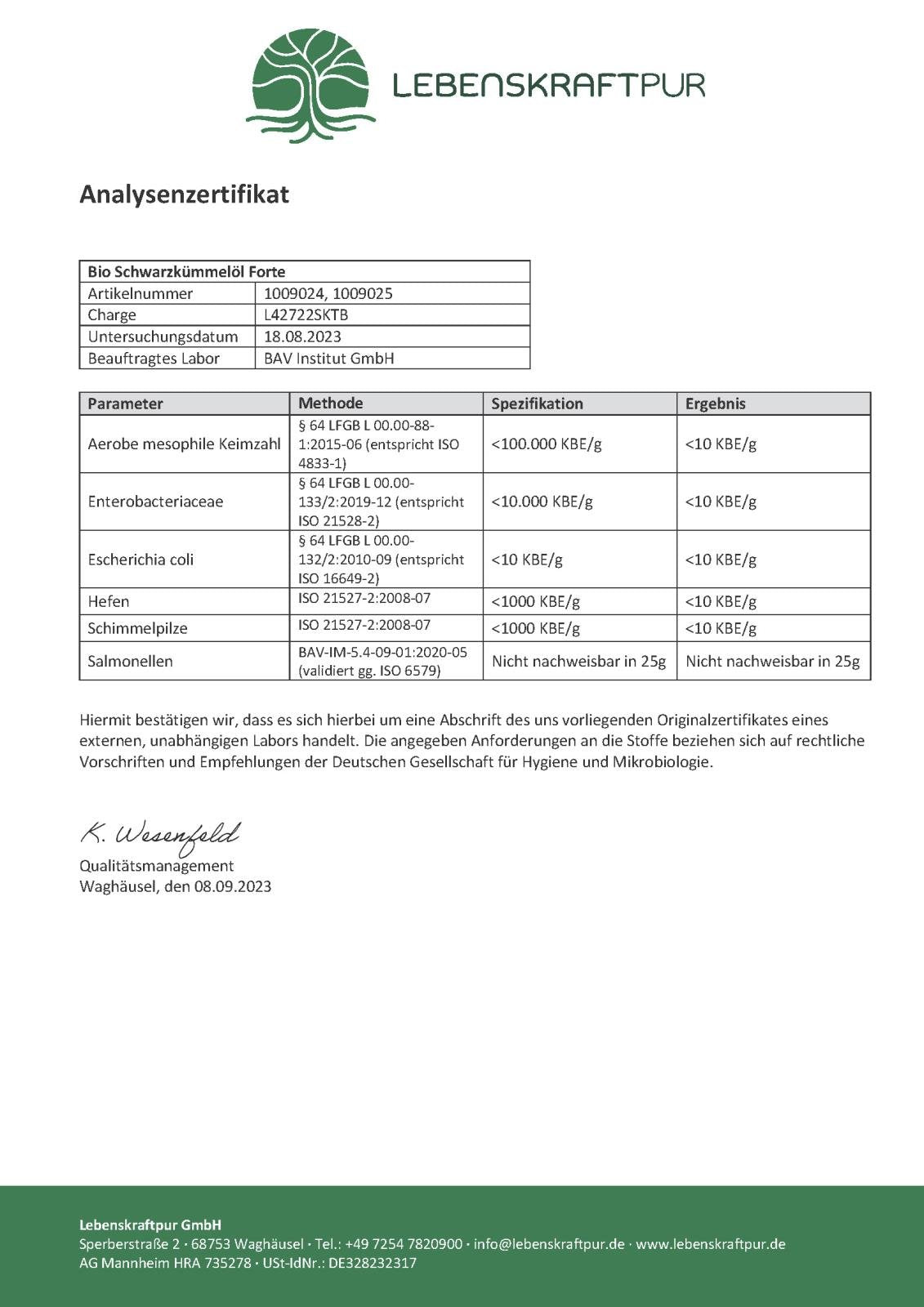 Produktbild Bio Schwarzkümmelöl Forte