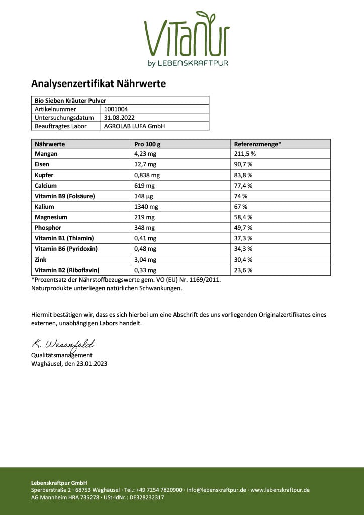 Produktbild Bio Sieben Kräuter Pulver