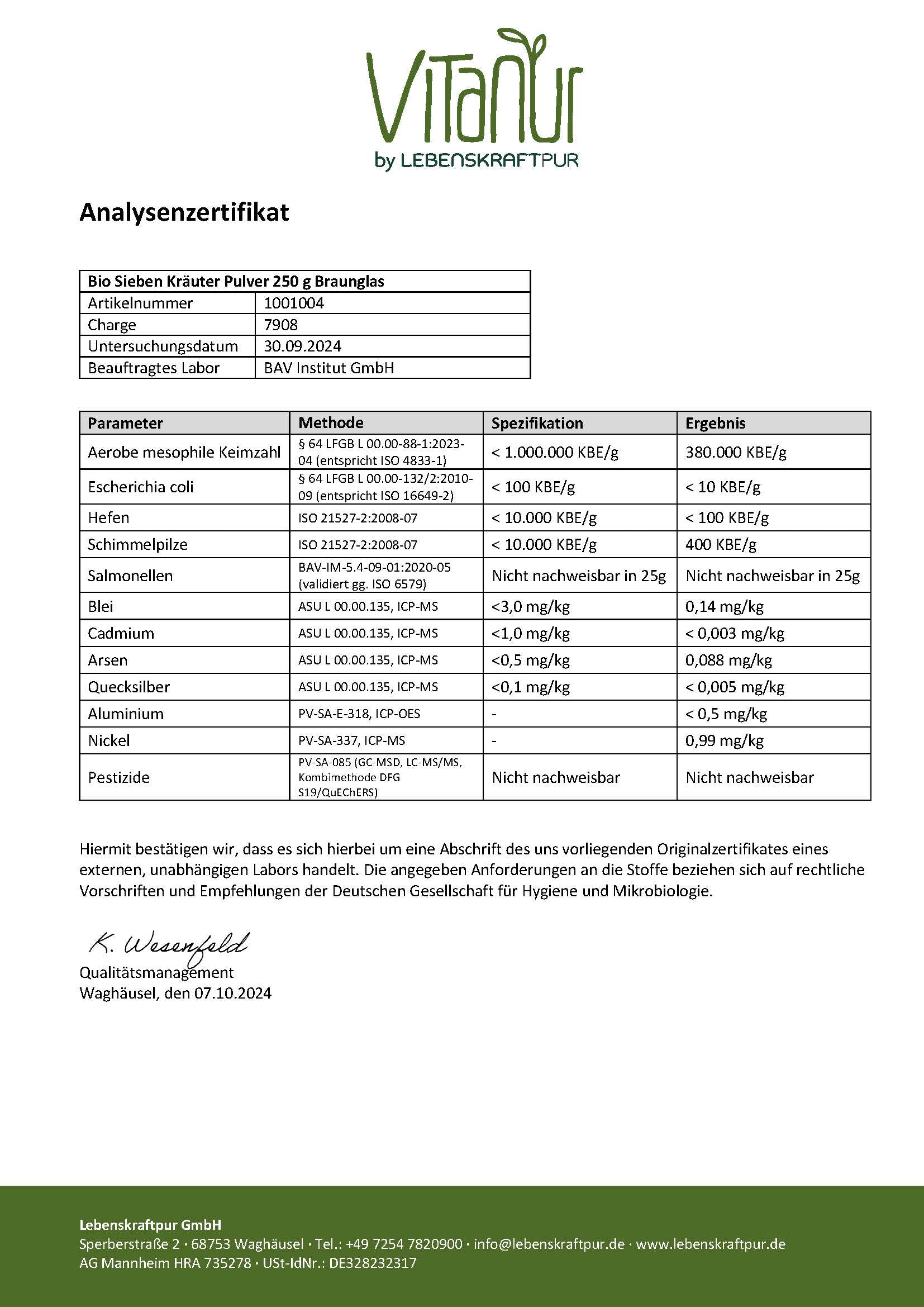 Produktbild Bio Sieben Kräuter Pulver