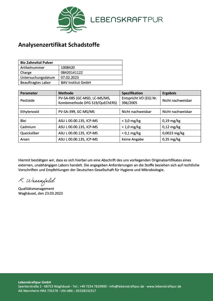 Produktbild Bio Zahnvital Pulver