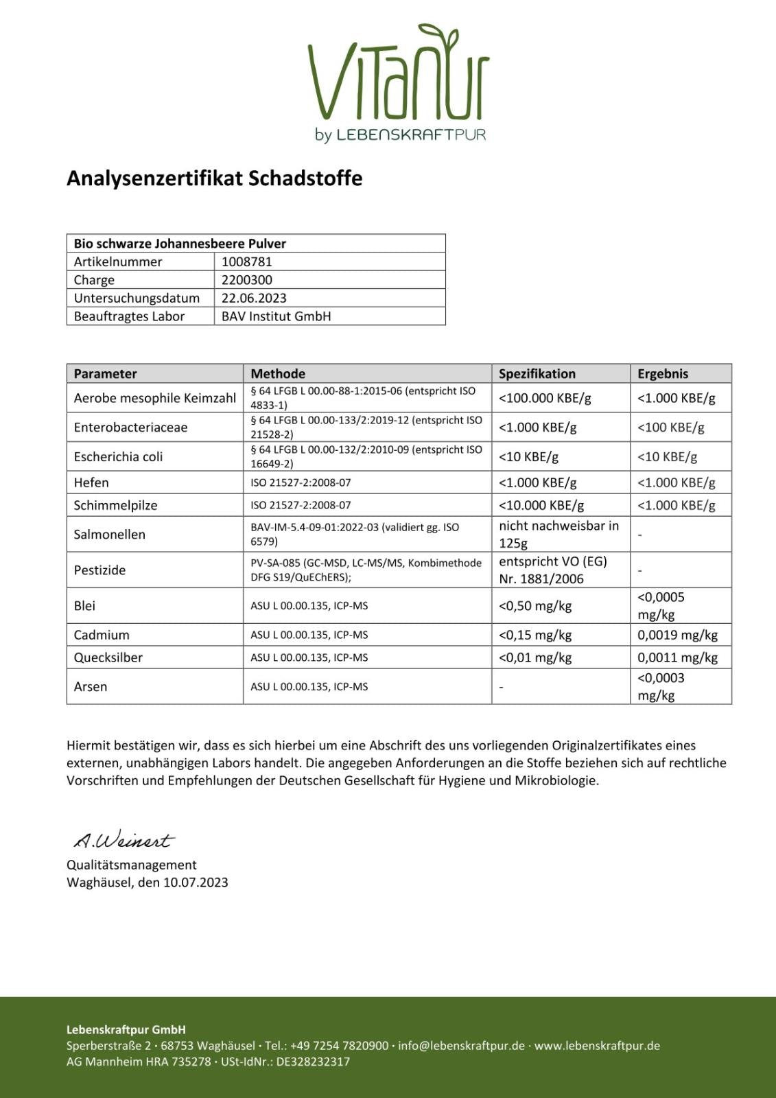 Produktbild Bio Schwarze Johannisbeere Pulver