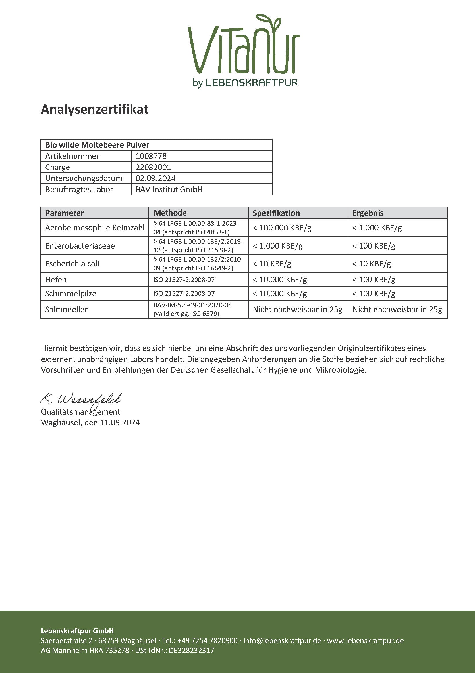 Produktbild Bio Wilde Moltebeere Pulver