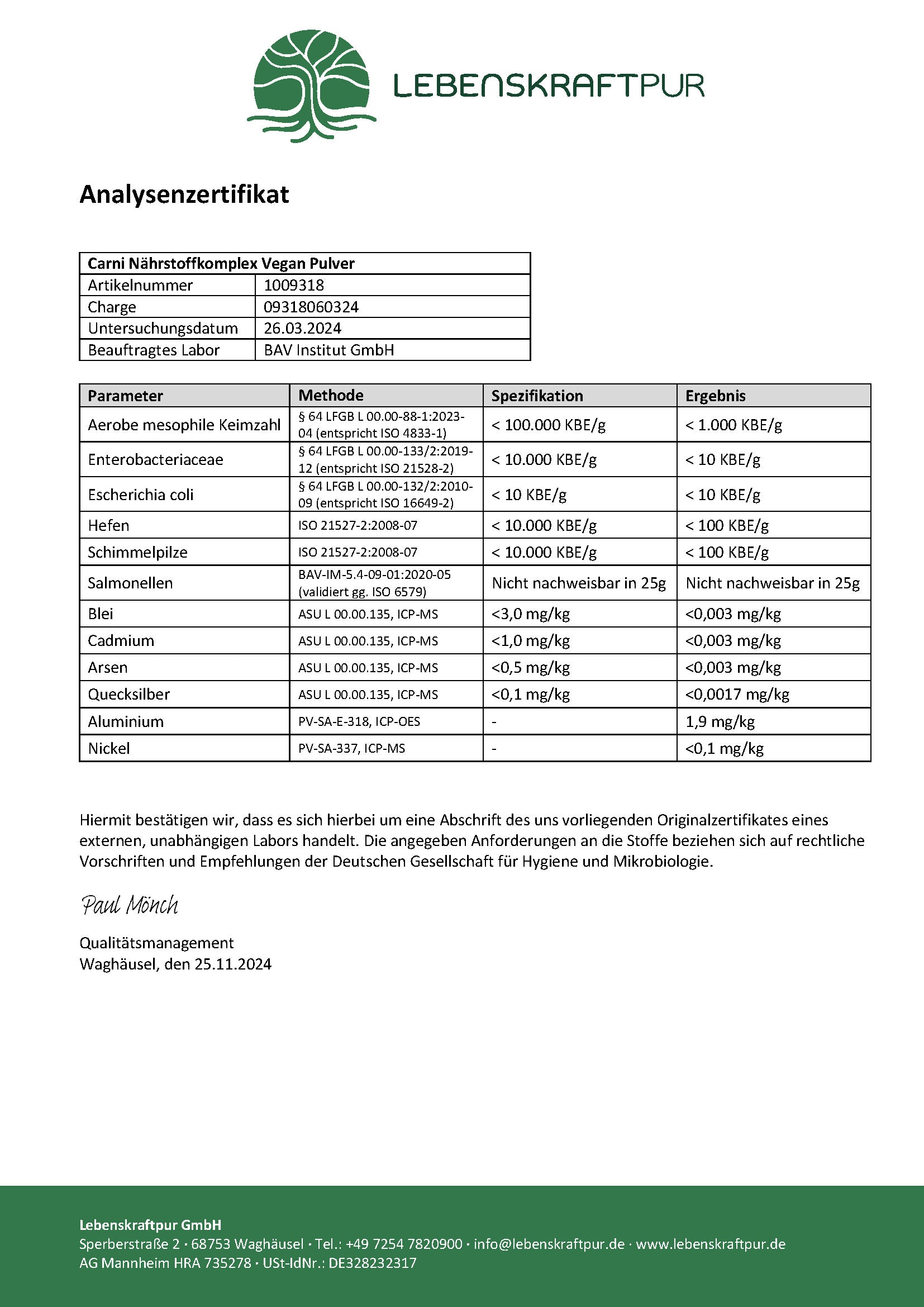 Produktbild Carni Nährstoffkomplex Vegan Pulver