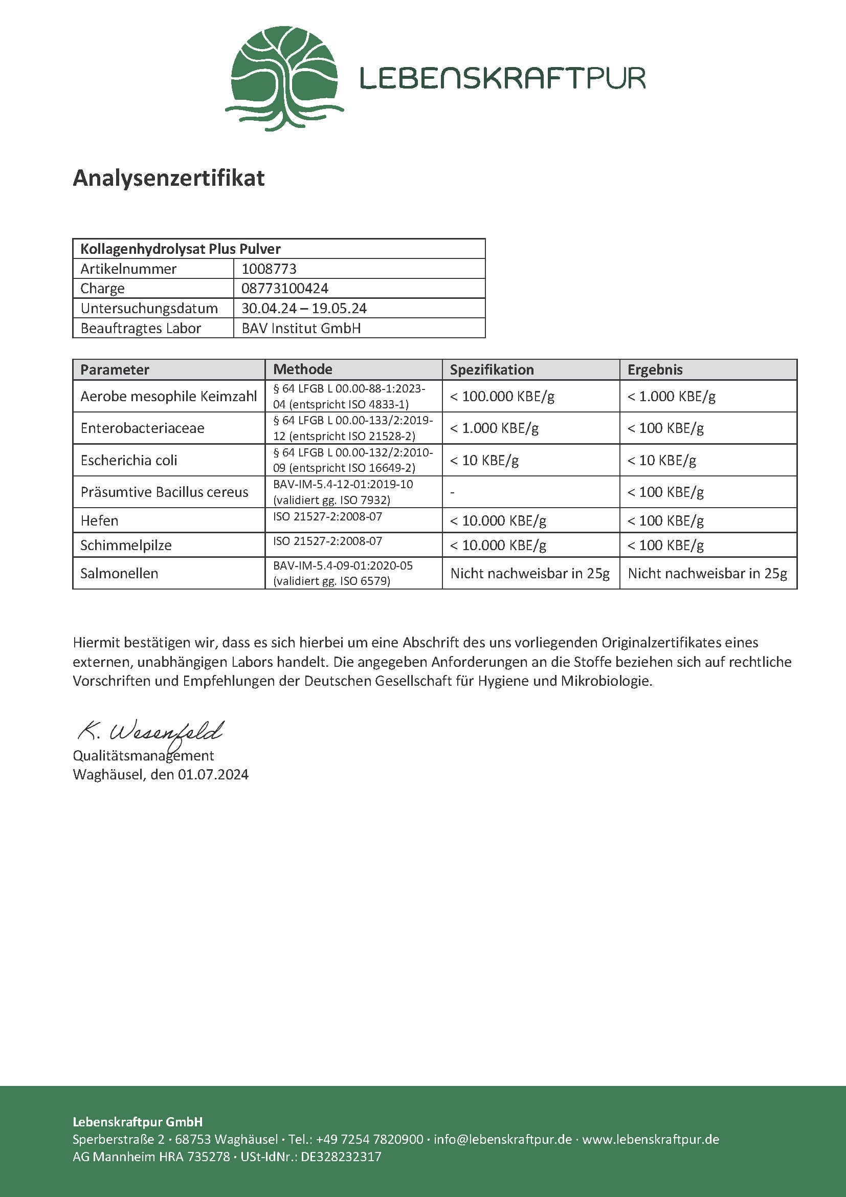 Produktbild Kollagenhydrolysat Plus Pulver