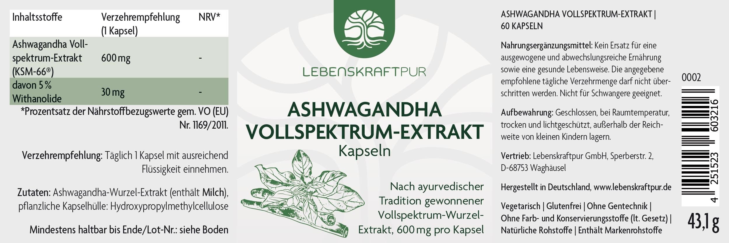 Produktbild Ashwagandha Vollspektrum-Extrakt Kapseln