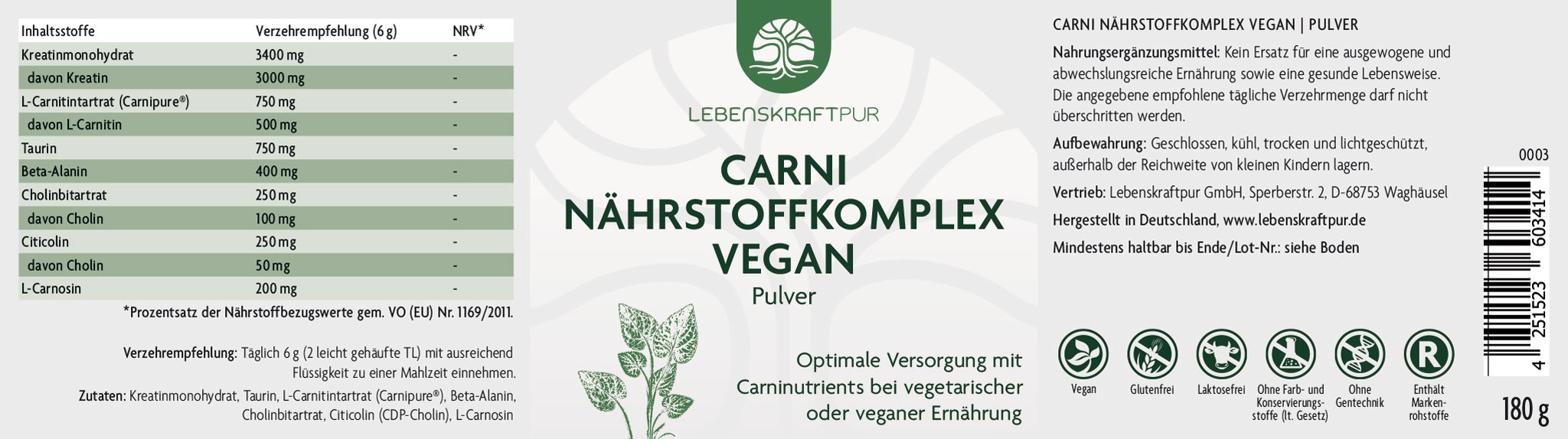 Produktbild Carni Nährstoffkomplex Vegan Pulver