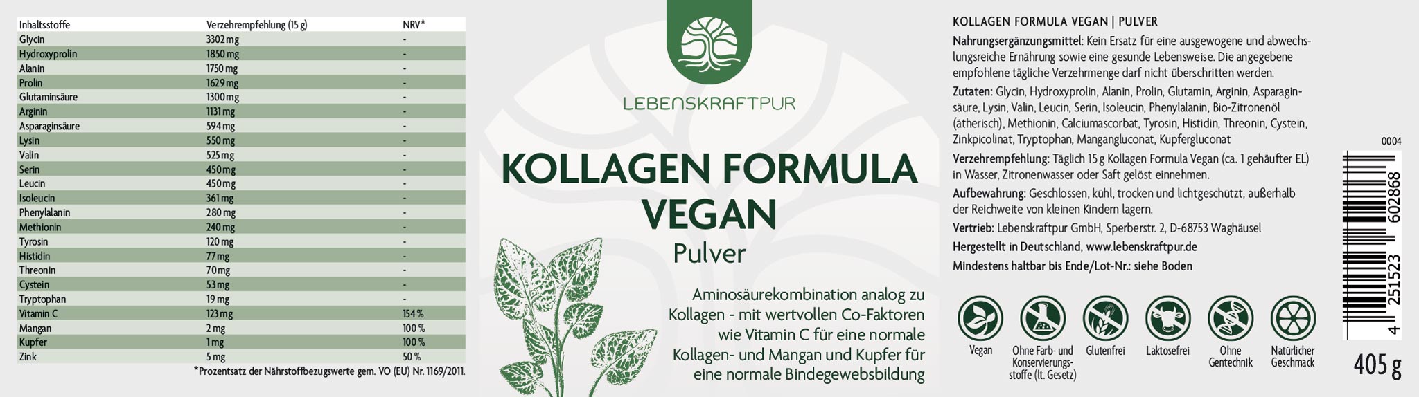 Kollagen Formula Vegan Pulver