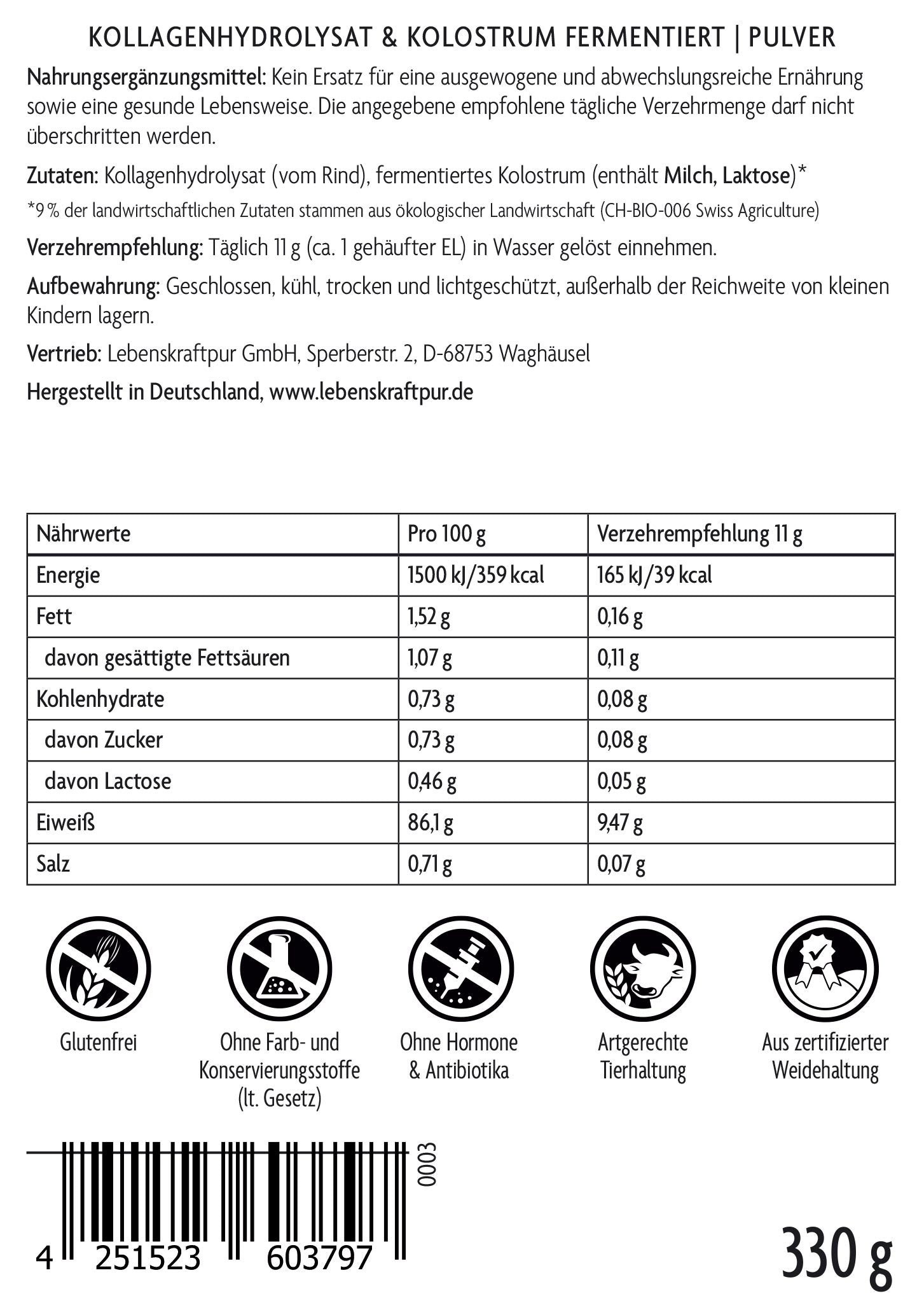 Kollagenhydrolysat & Kolostrum Fermentiert Pulver