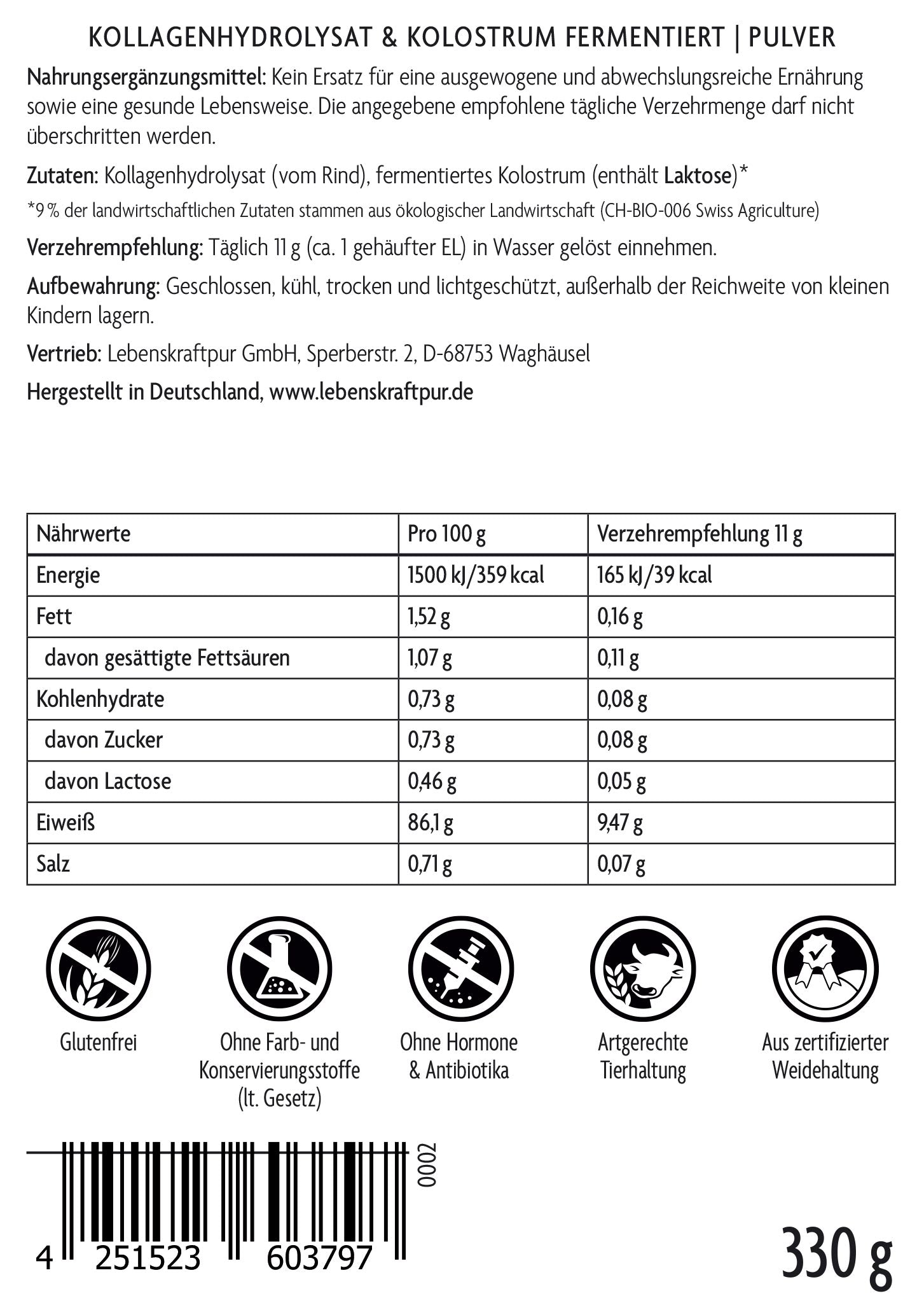 Kollagenhydrolysat & Kolostrum Fermentiert Pulver