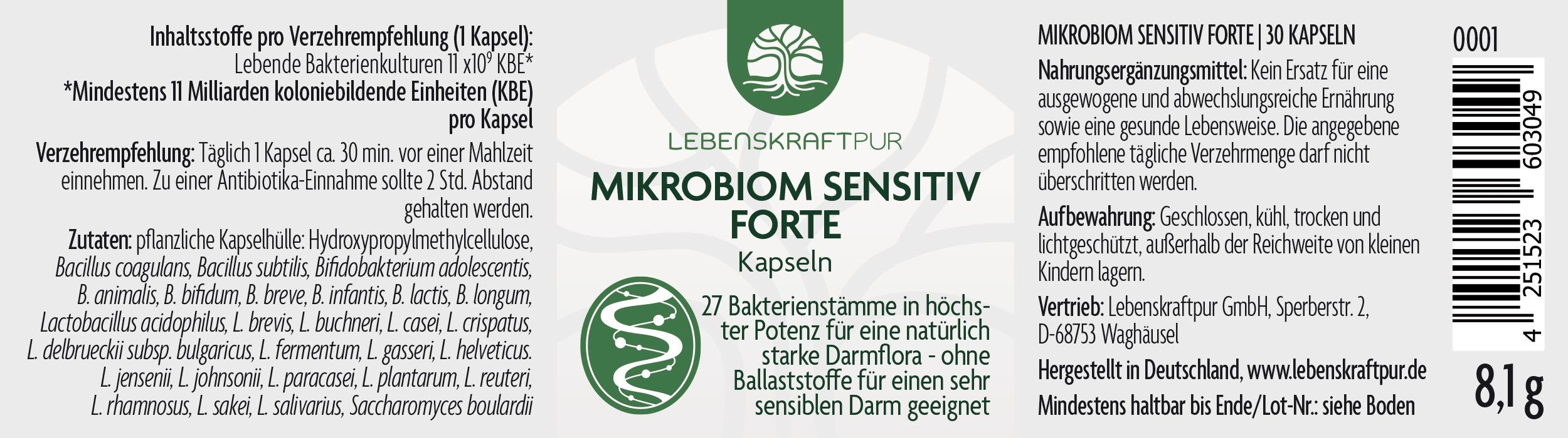 Produktbild Mikrobiom Sensitiv Forte Kapseln