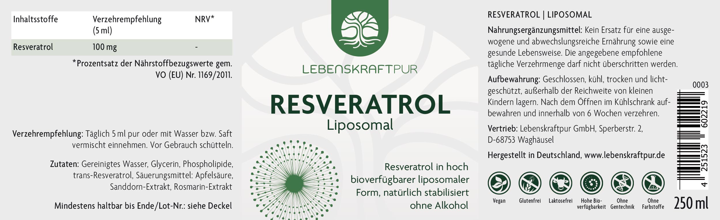 Produktbild Resveratrol Liposomal