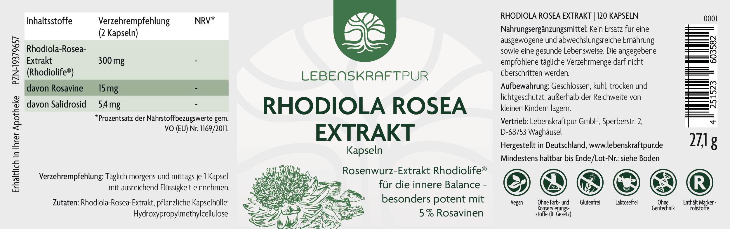 Produktbild Rhodiola Rosea Extrakt Kapseln