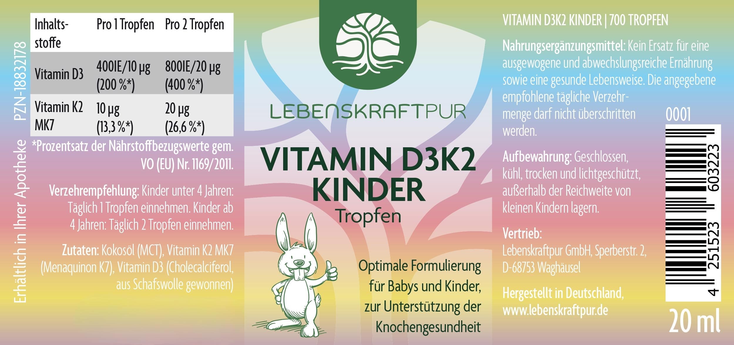 Produktbild Vitamin D3K2 Kinder Tropfen