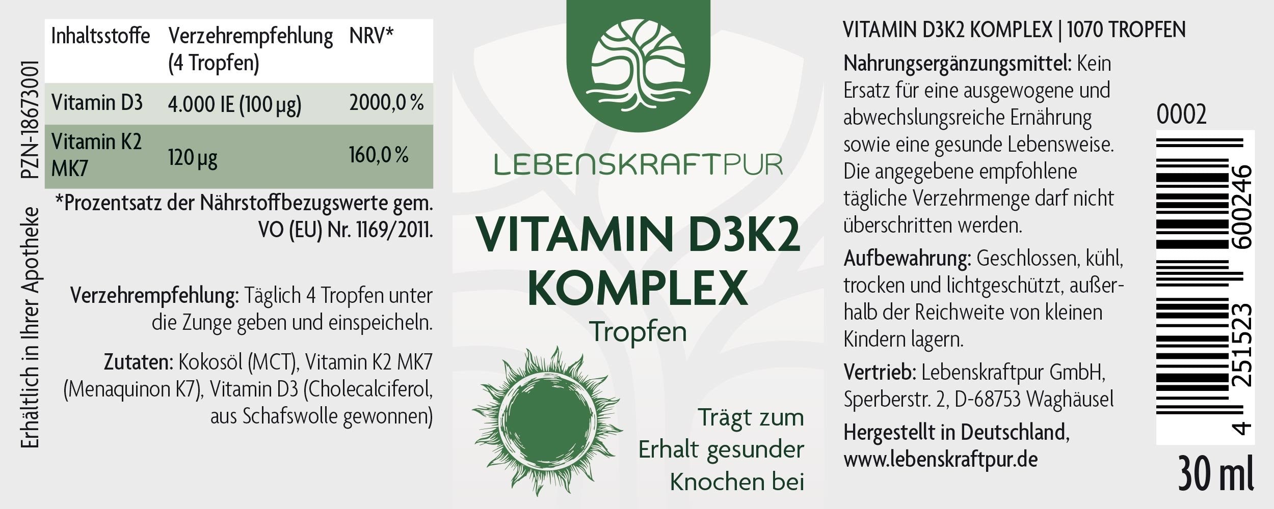 Produktbild Vitamin D3K2 Komplex Tropfen