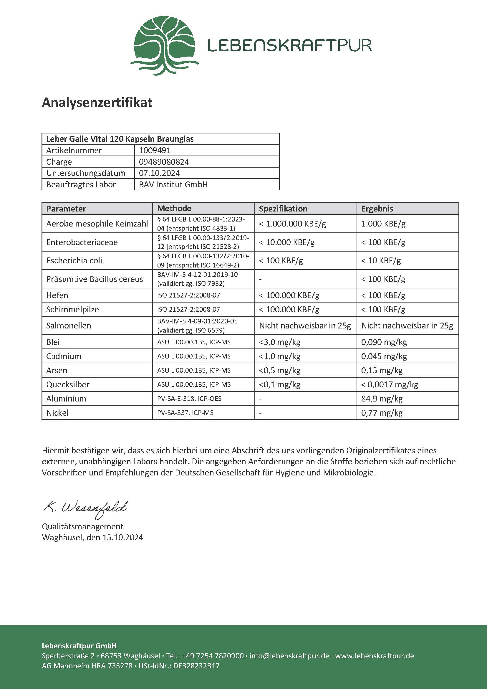 Produktbild Leber Galle Vital Kapseln