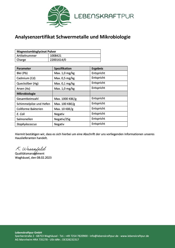 Produktbild Magnesiumbisglycinat Pulver