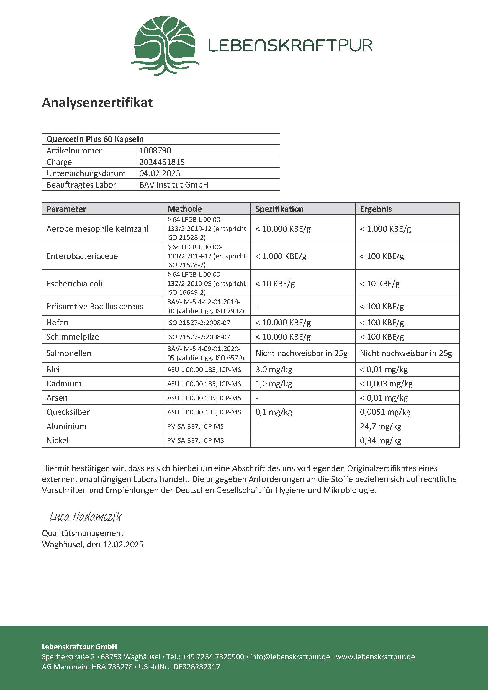 Produktbild Quercetin Plus Kapseln
