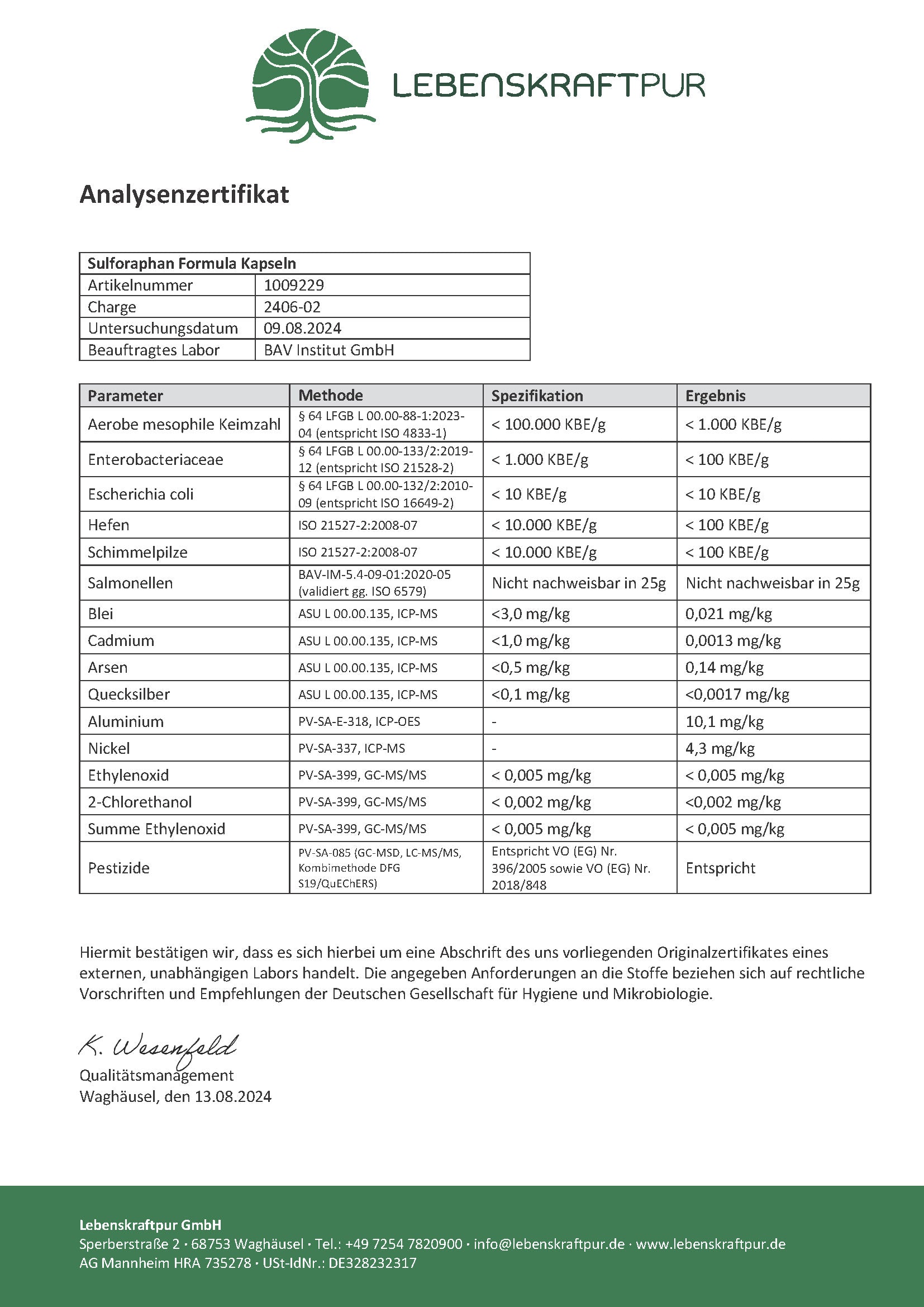 Produktbild Sulforaphan Formula Kapseln